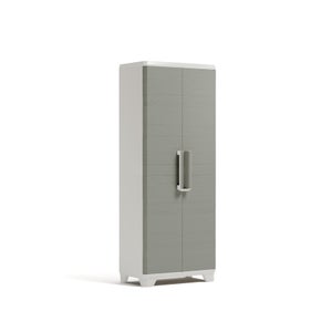Armadio Portascope Esterno In Resina 68x40x165 Cm Grigio - 2 Ante E 4 Ripiani Per Pulizie - Foto 11