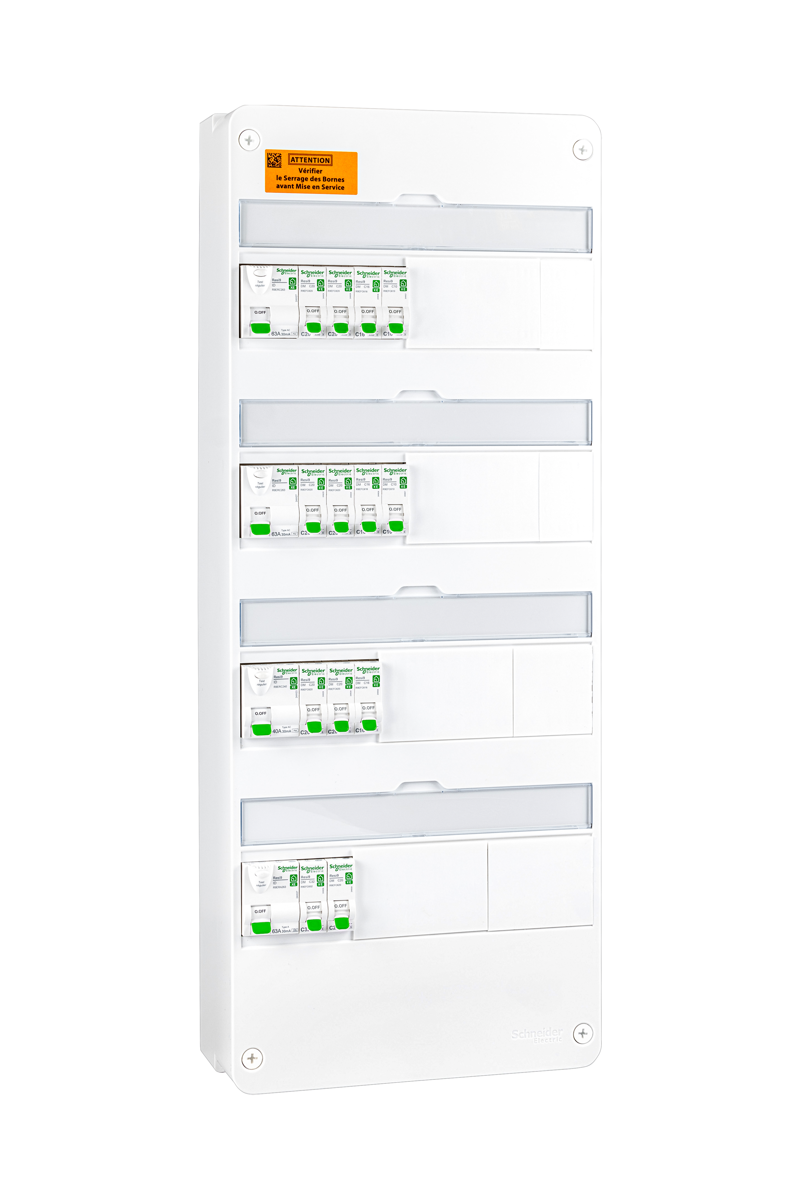 Tableau précâblé logement du T5 et + 4 rangées Resi9 XE, SCHNEIDER ELECTRIC - 9