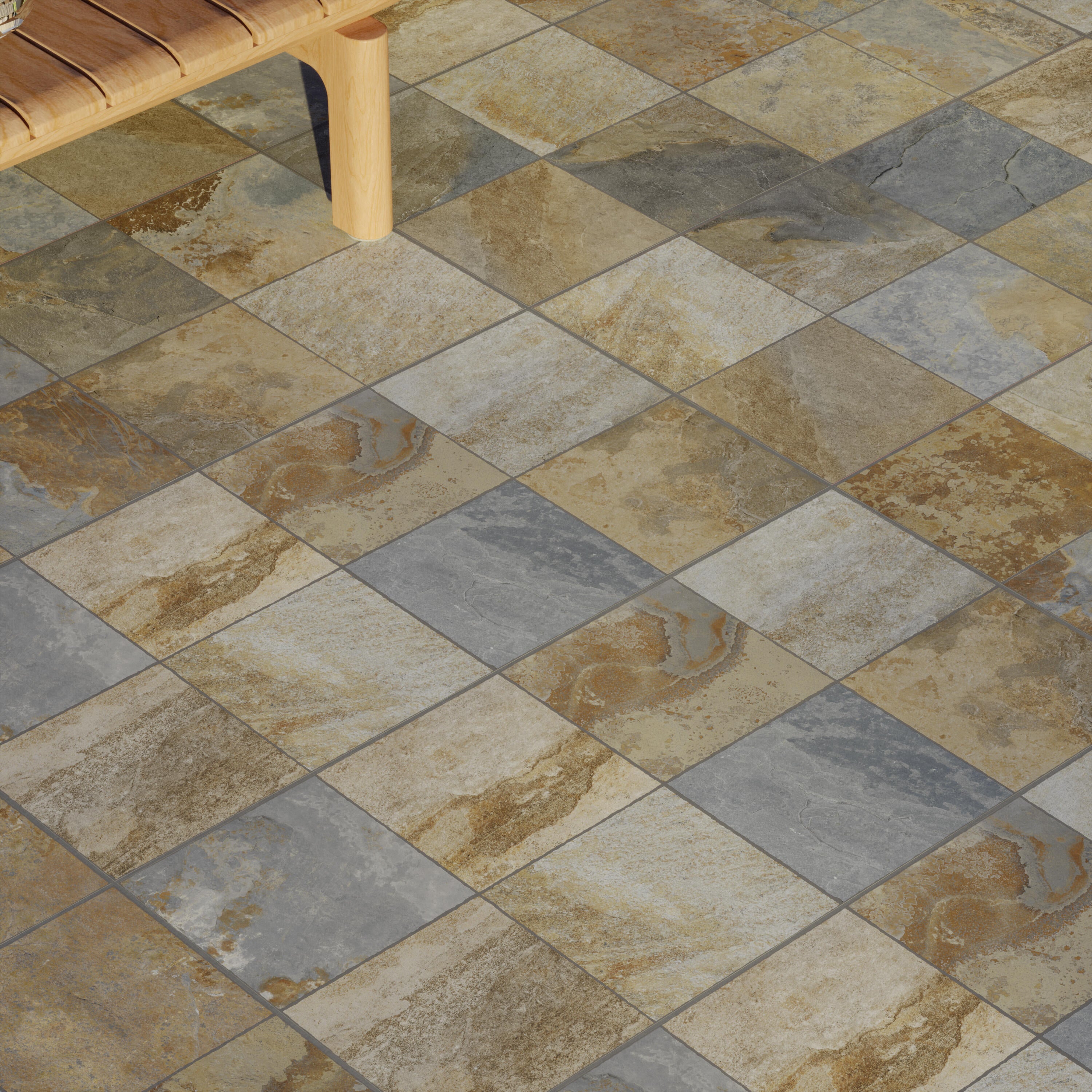 Carrelage sol extérieur effet pierre multicouleur Alcan l.30 x L.60 cm x Ep.8.7 - 2