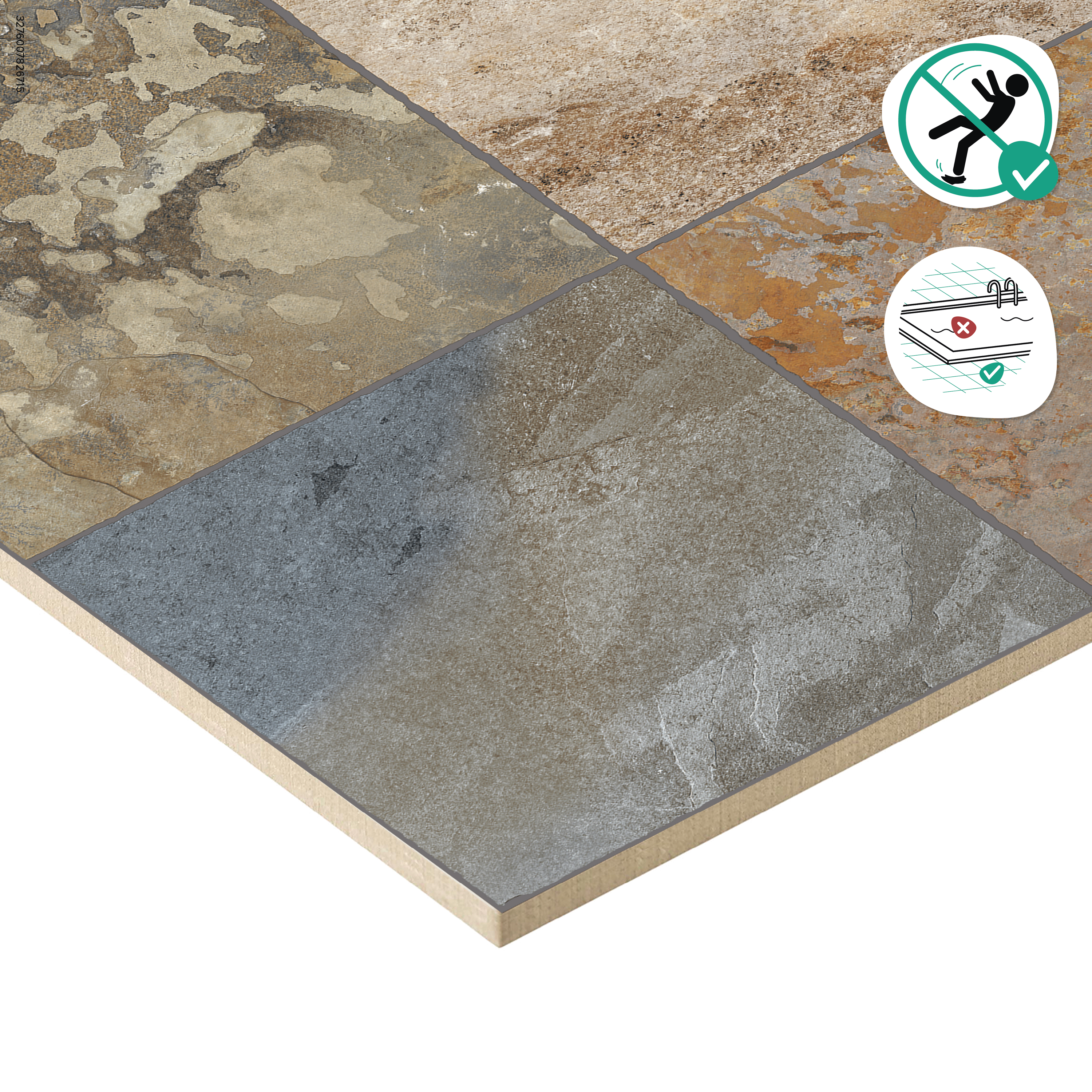 Carrelage sol extérieur effet pierre multicouleur Alcan l.30 x L.60 cm x Ep.8.7 - 7