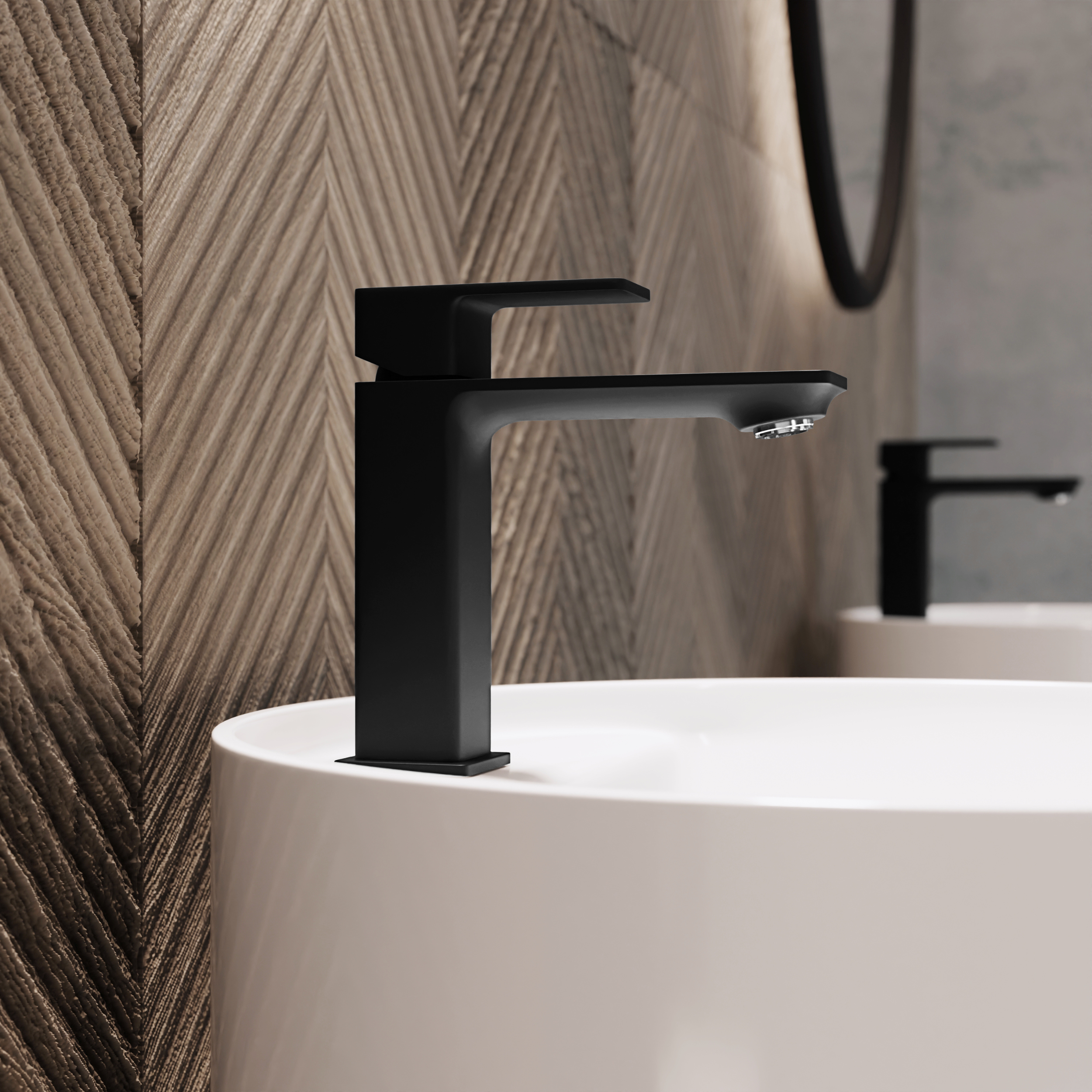 Bateria umywalkowa czarna 16.3 cm z korkiem klik-klak Dust KFA Armatura - 4