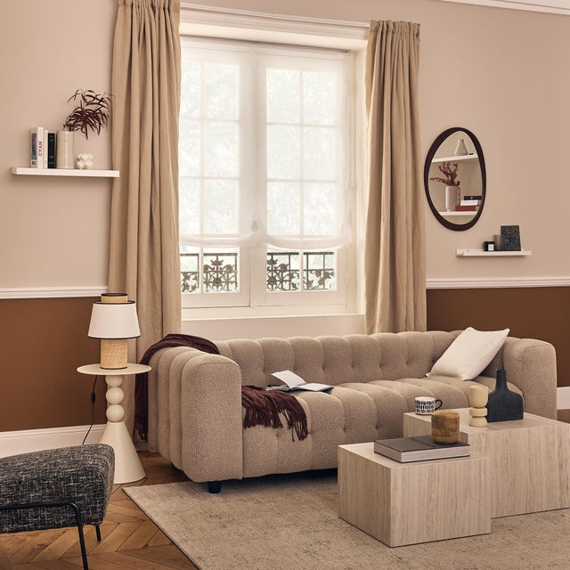 Estor plegable con varillas tránslucido Teo 120x175 cm poliéster liso beige INSPIRE con cadena
