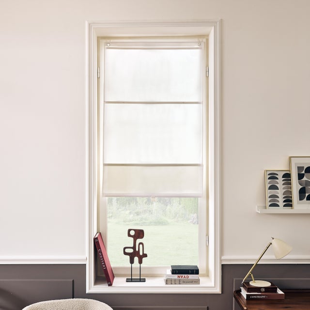 Estor plegable con varillas semi-transparente Pharell 60x175 cm poliéster liso blanco magnético