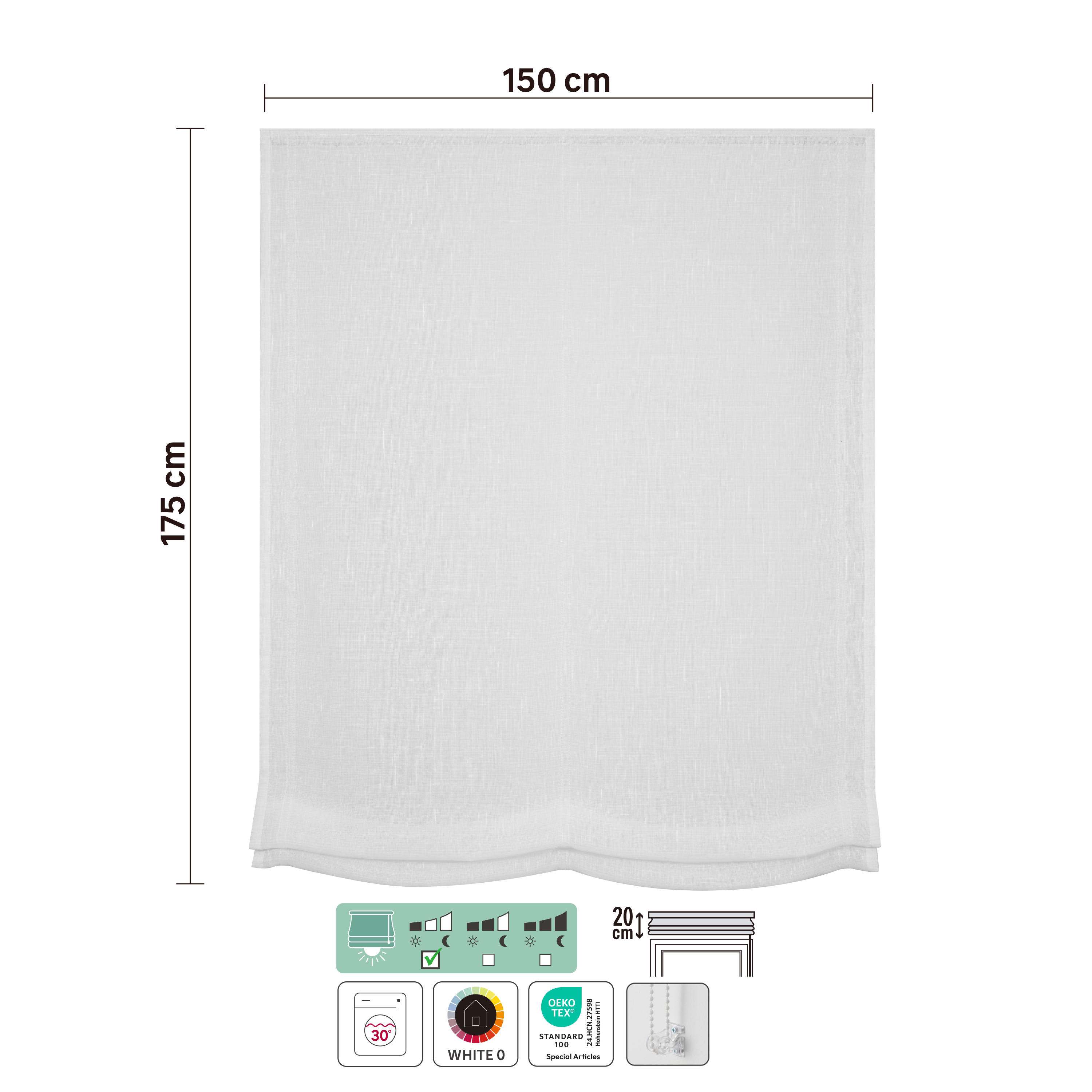 Estore japonês paqueto Teo 150x175cm branco Inspire - 7
