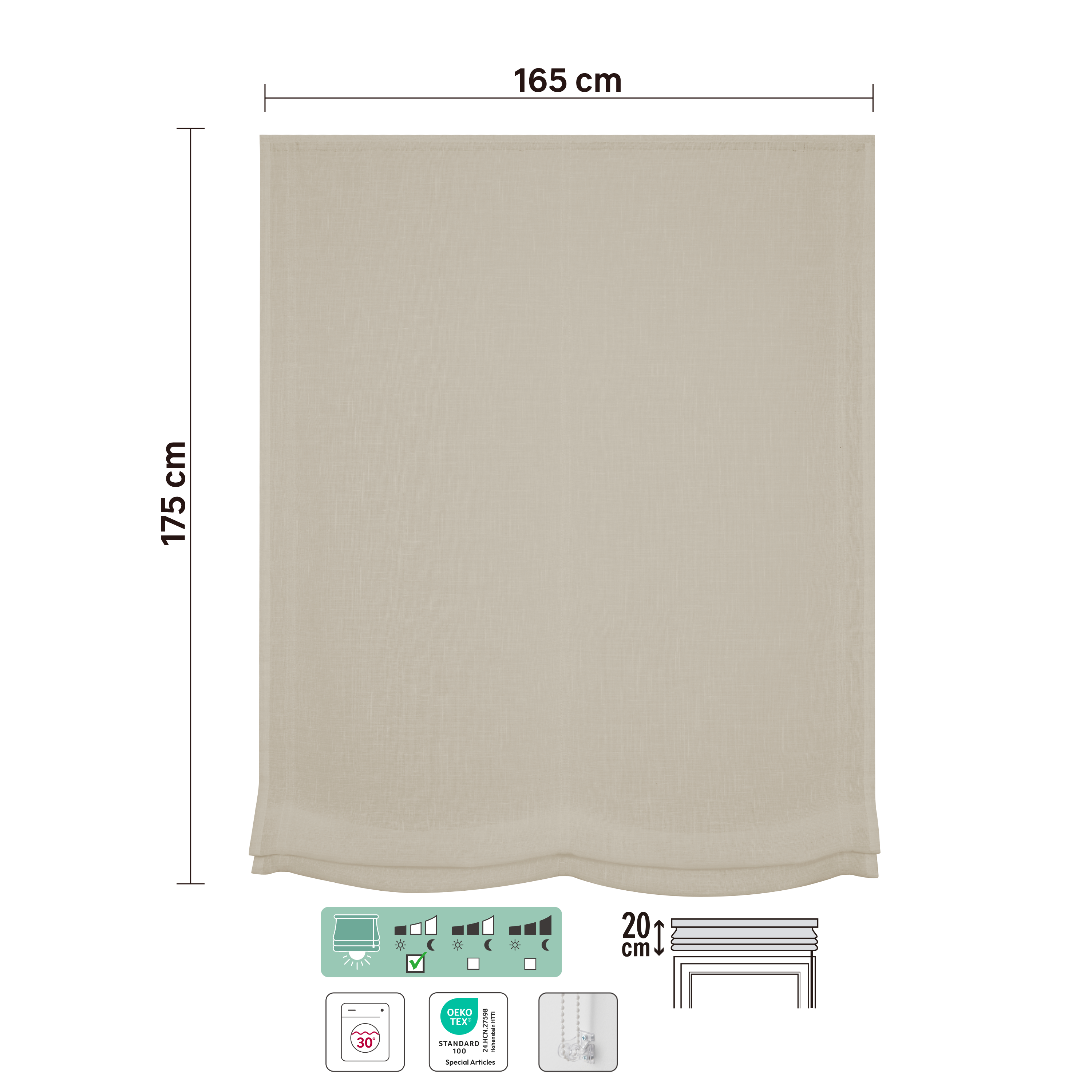 Estore japonês paqueto Teo 165x175cm natural Inspire - 8