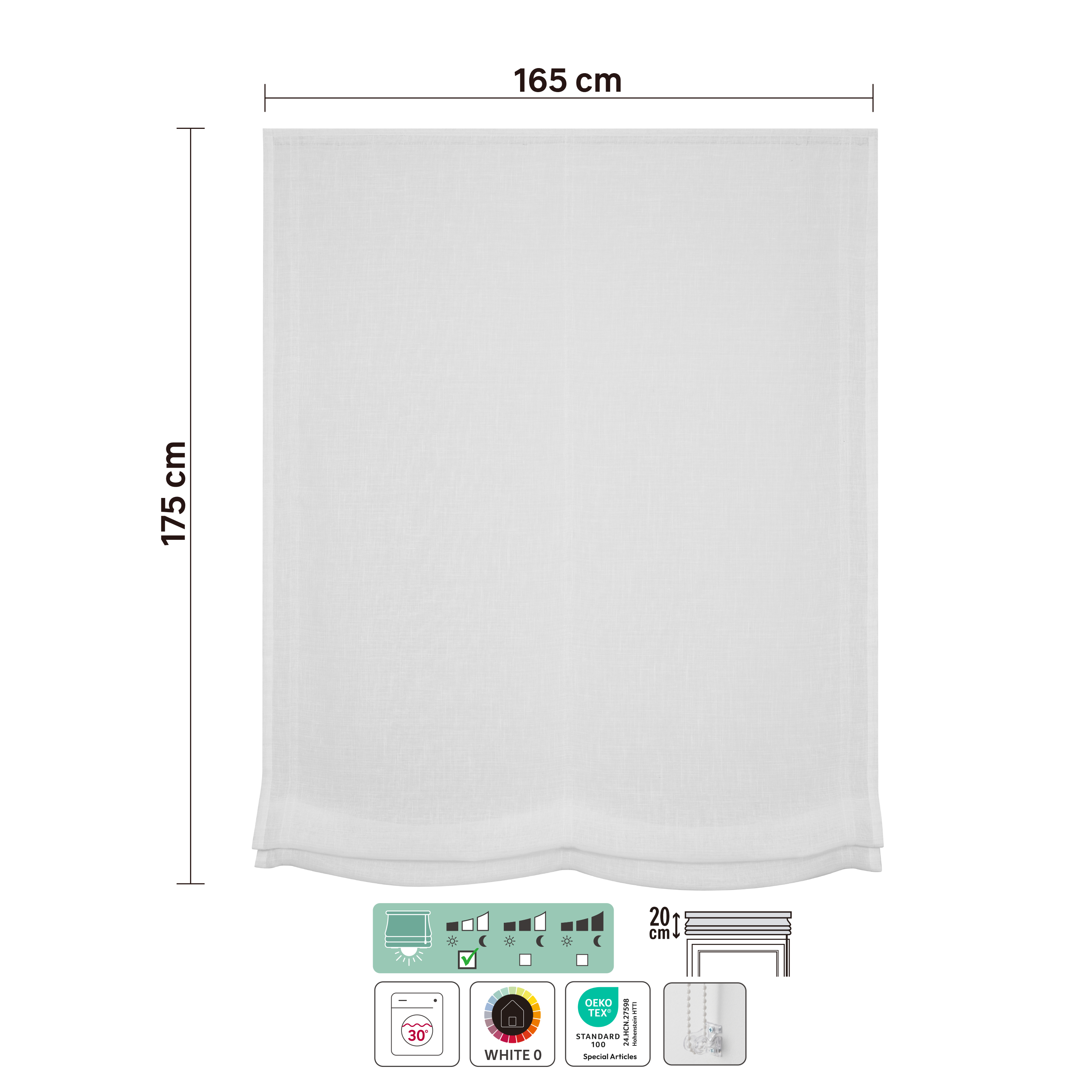 Estore japonês paqueto Teo 165x175cm branco Inspire - 8