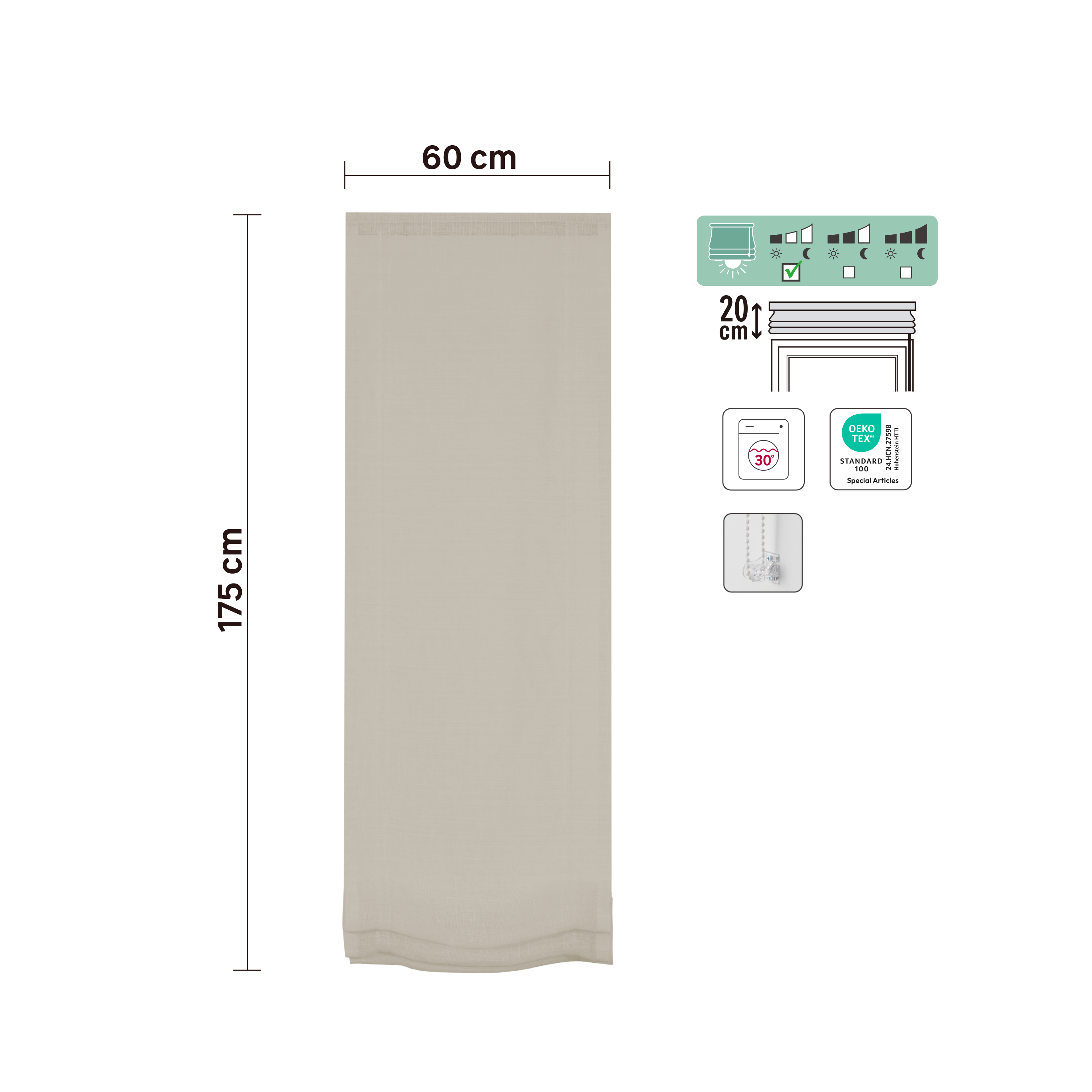 Estore japonês paqueto Teo 60x175cm natural Inspire - 8