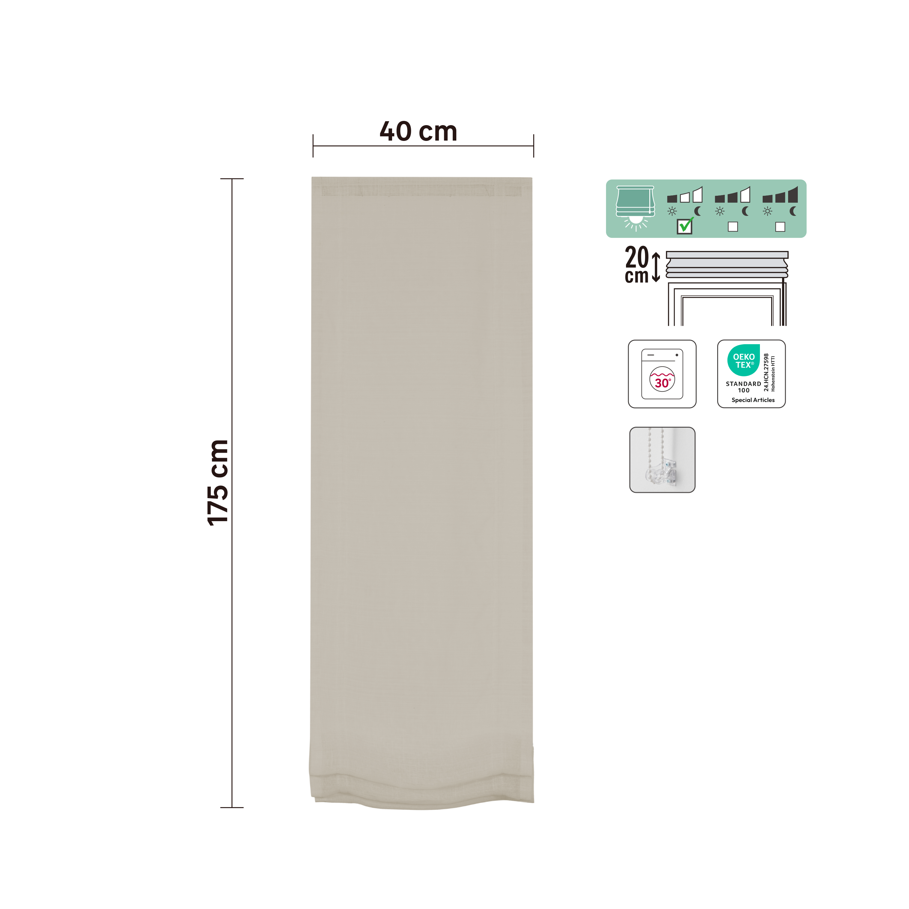 Estore japonês paqueto Teo 40x175cm natural Inspire - 8