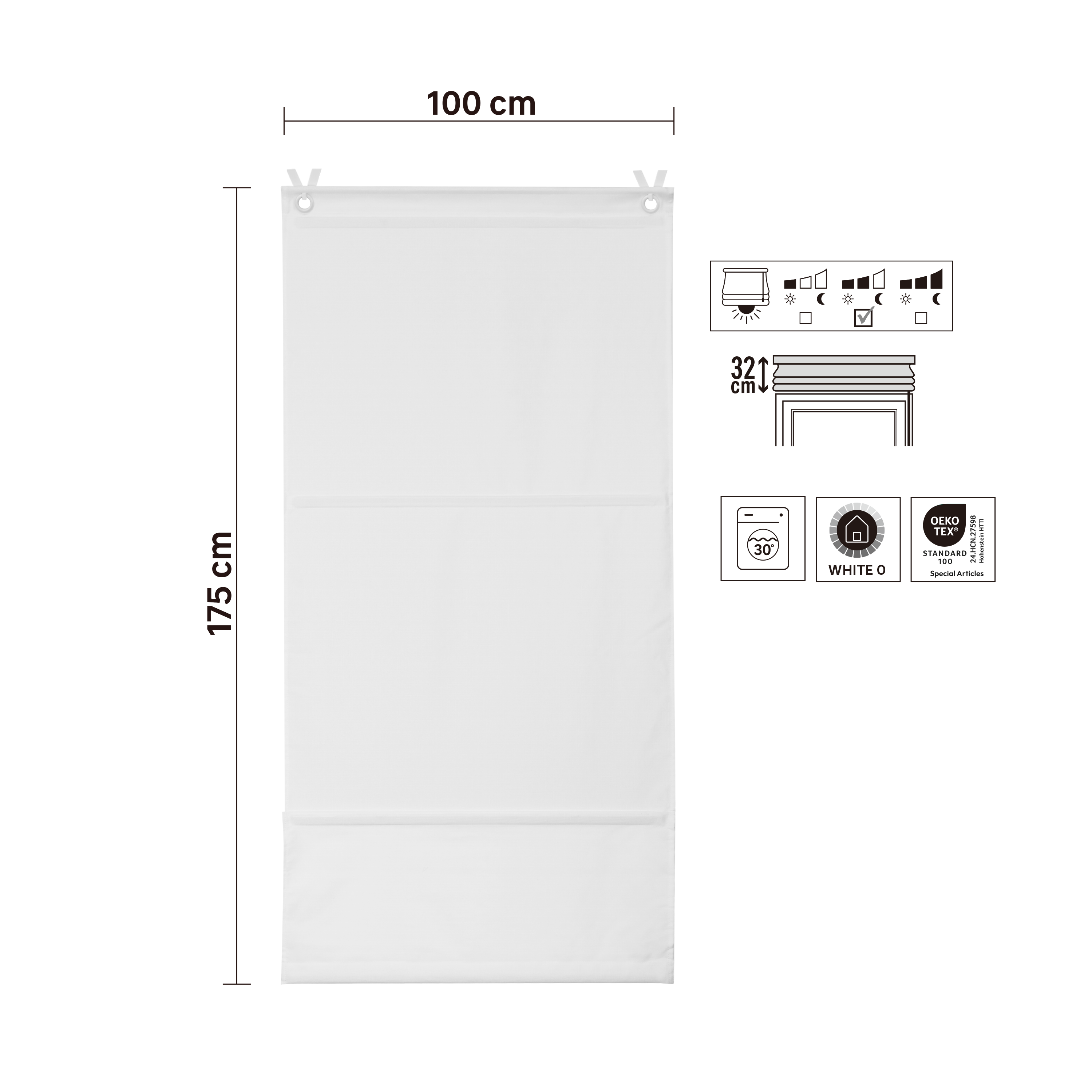 Store bateau Pharell, blanc, l.100 x H.175 cm - 4