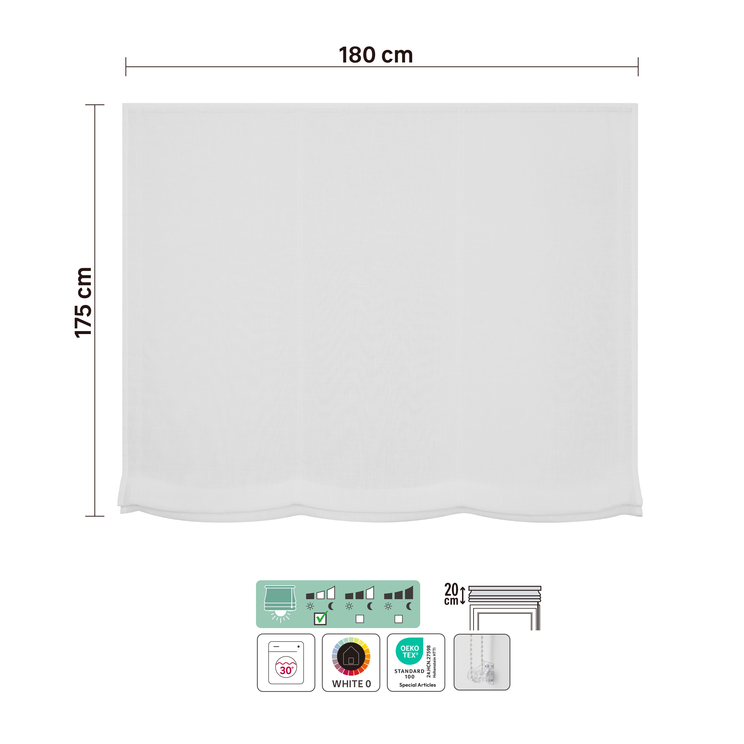 Estore japonês paqueto Teo 180x175cm branco Inspire - 7