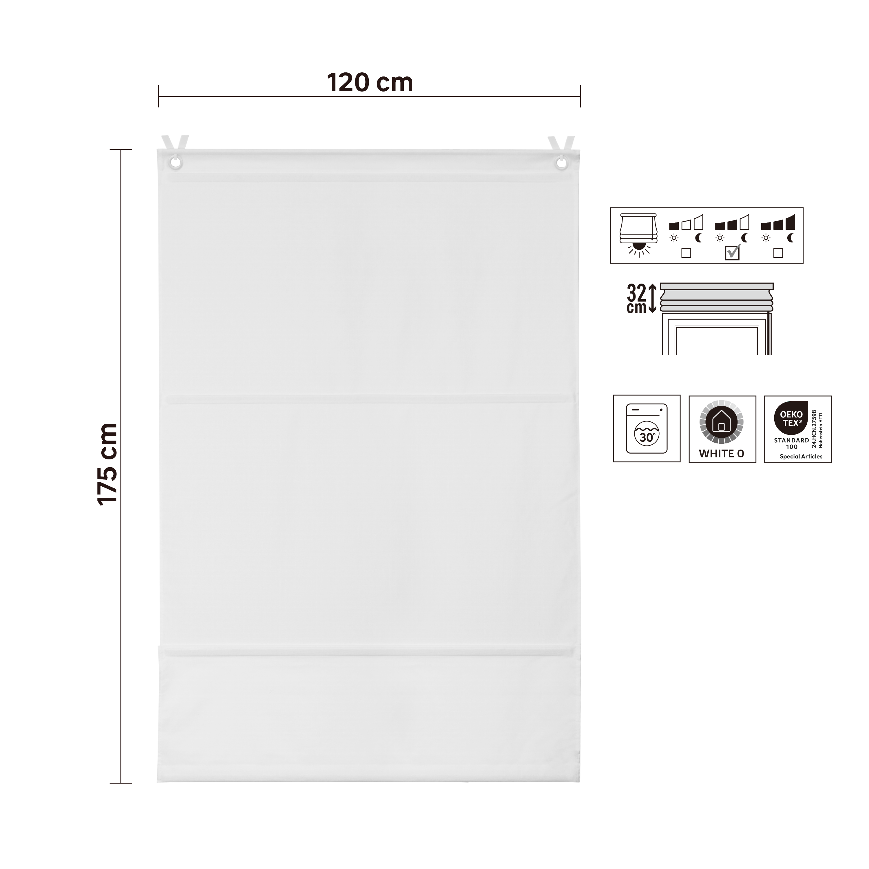 Estore japonês varetas magnéticas Pharell 120x175cm branco Inspire - 7