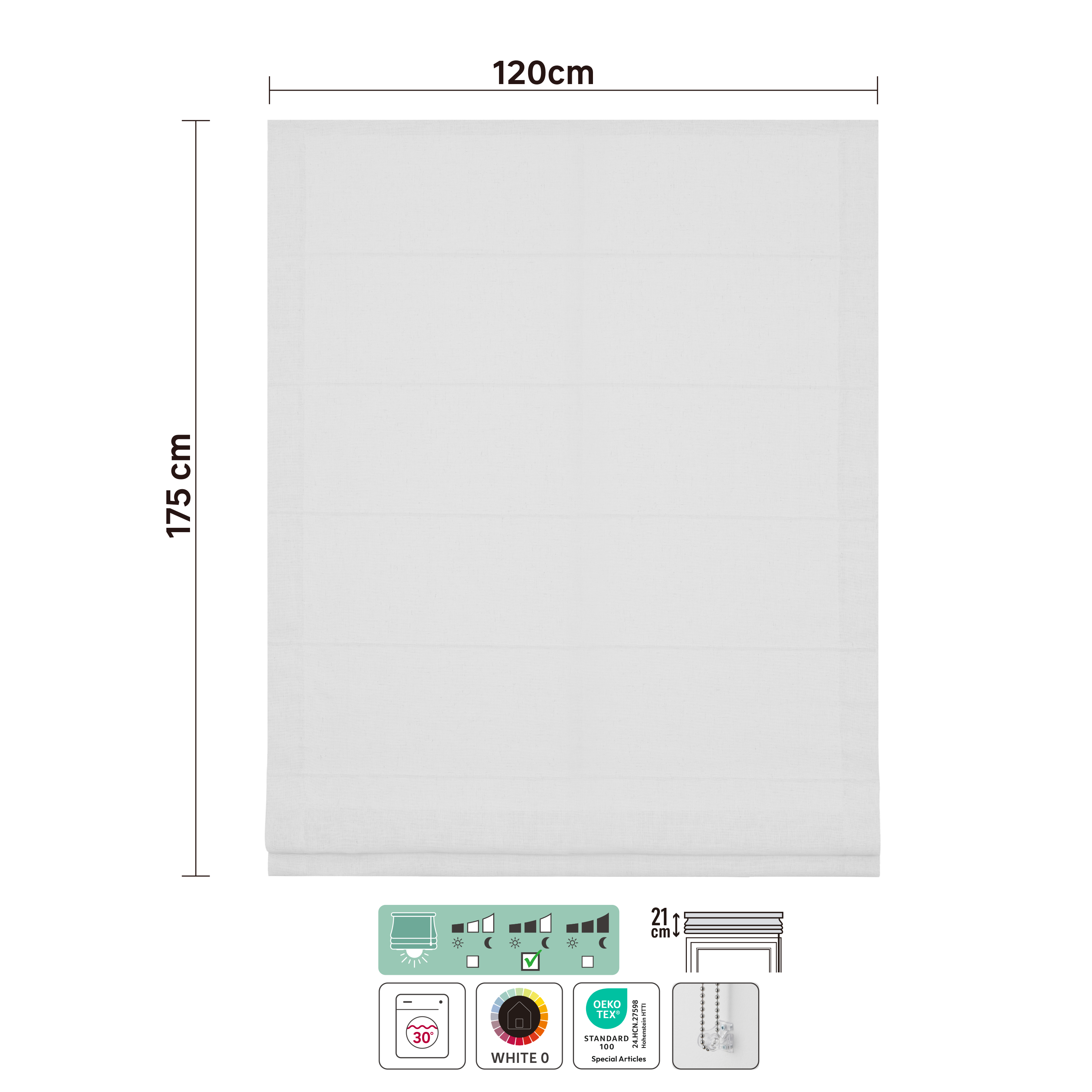 Store bateau Charlina, lin blanc, l.120 x H.175 cm, INSPIRE - 4