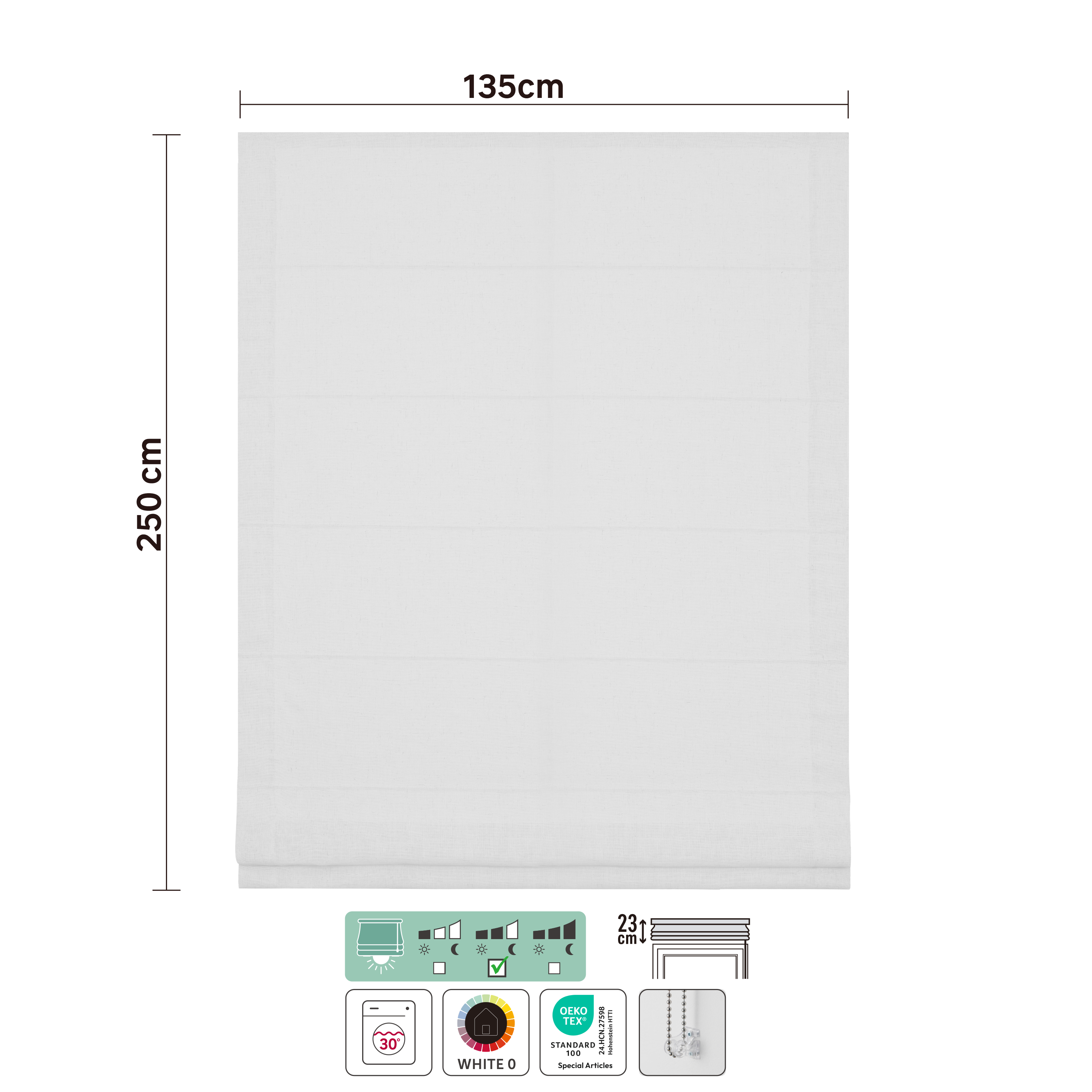 Store bateau Charlina, lin blanc, l.135 x H.250 cm, INSPIRE - 4