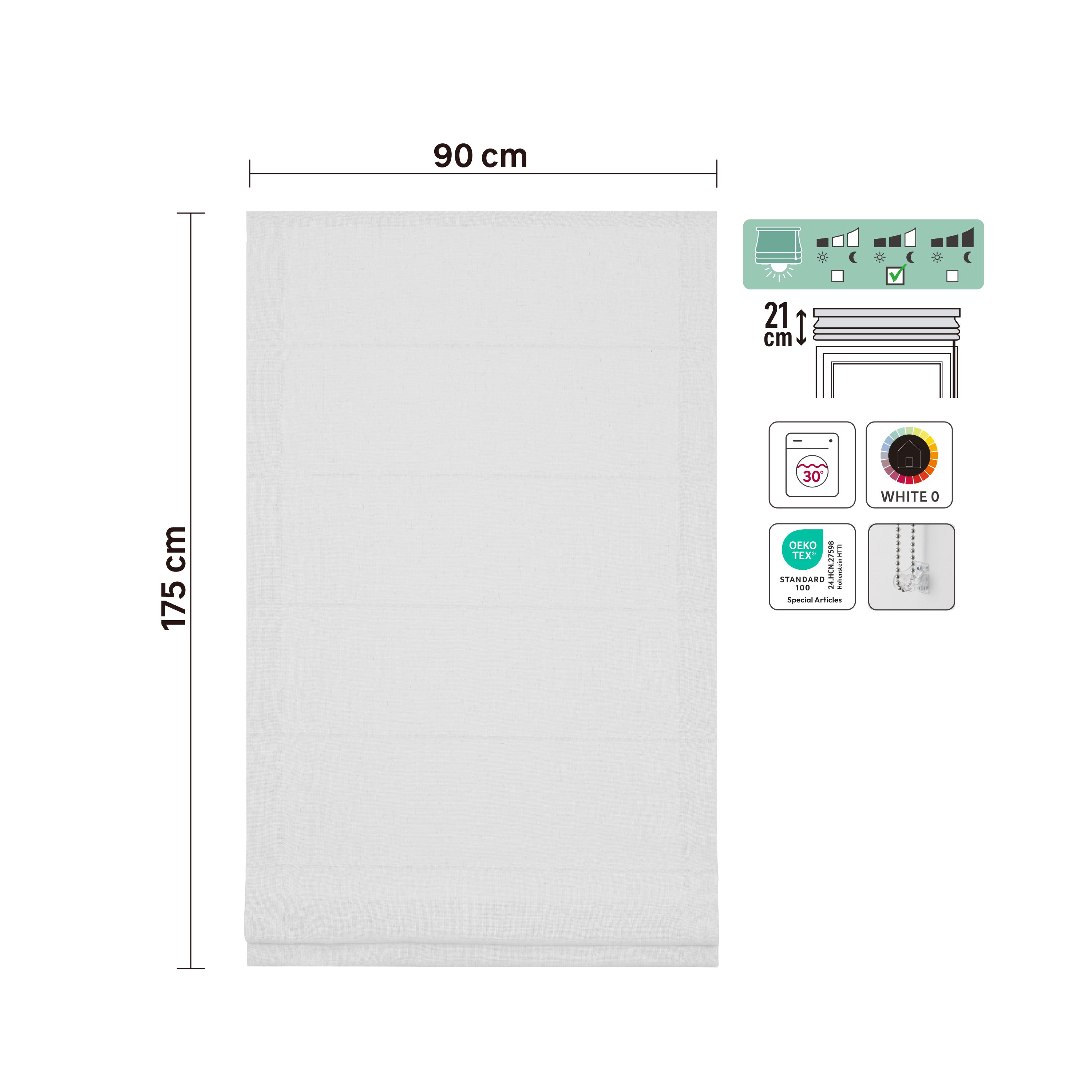 Store bateau Charlina, lin blanc, l.90 x H.175 cm, INSPIRE - 4