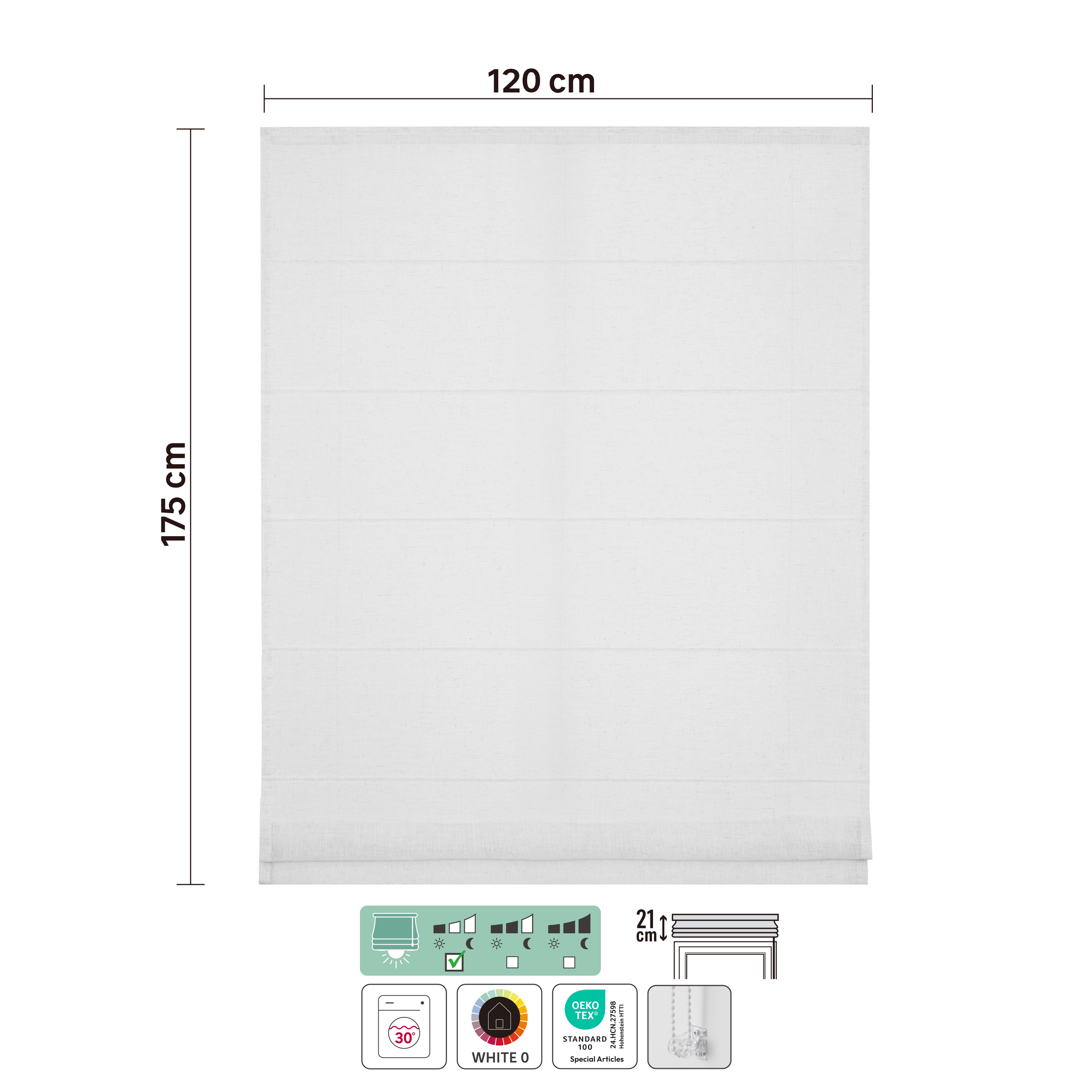 Store bateau Teo, lin blanc, l.120 x H.175 cm, INSPIRE - 4