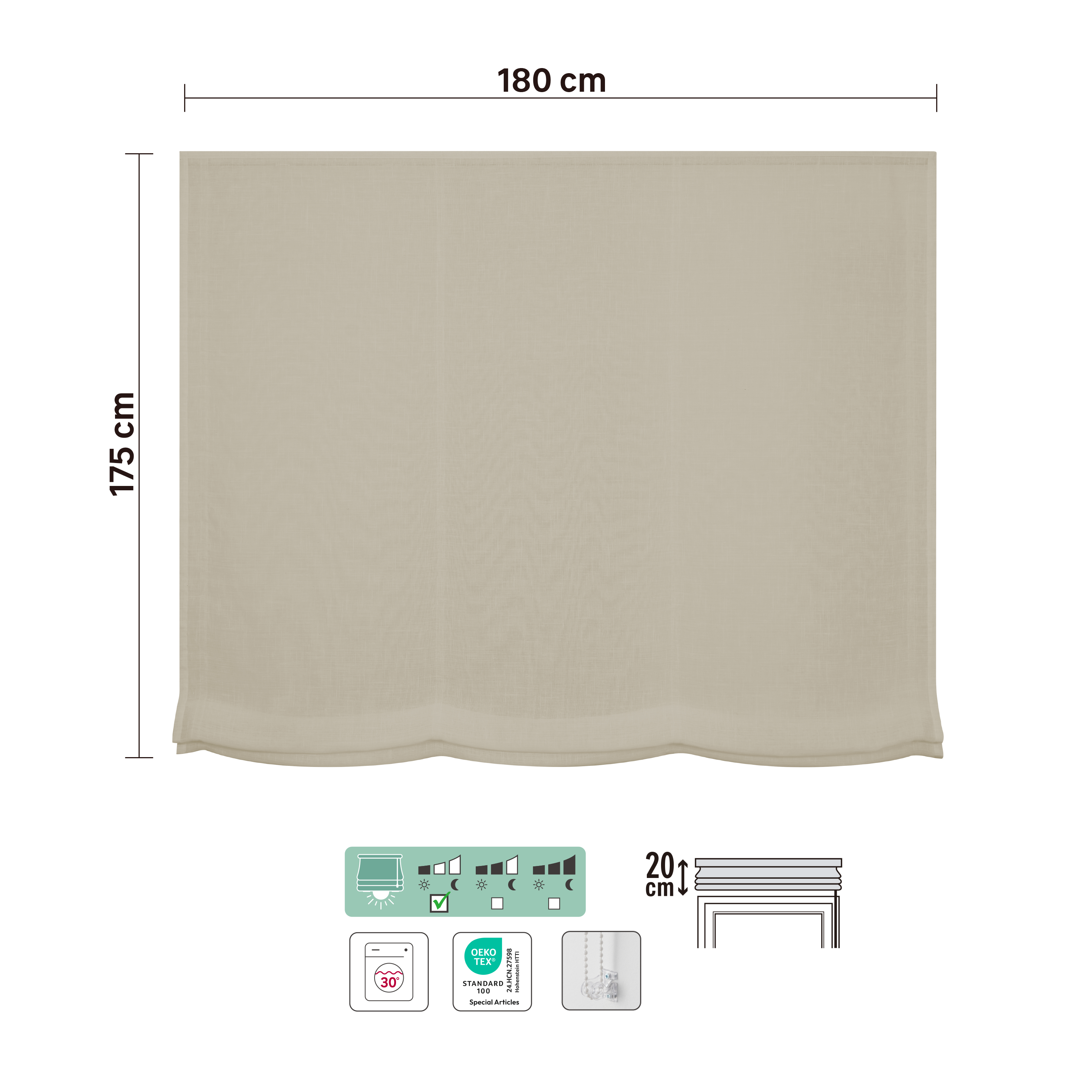 Estore japonês paqueto Teo 180x175cm natural Inspire - 8