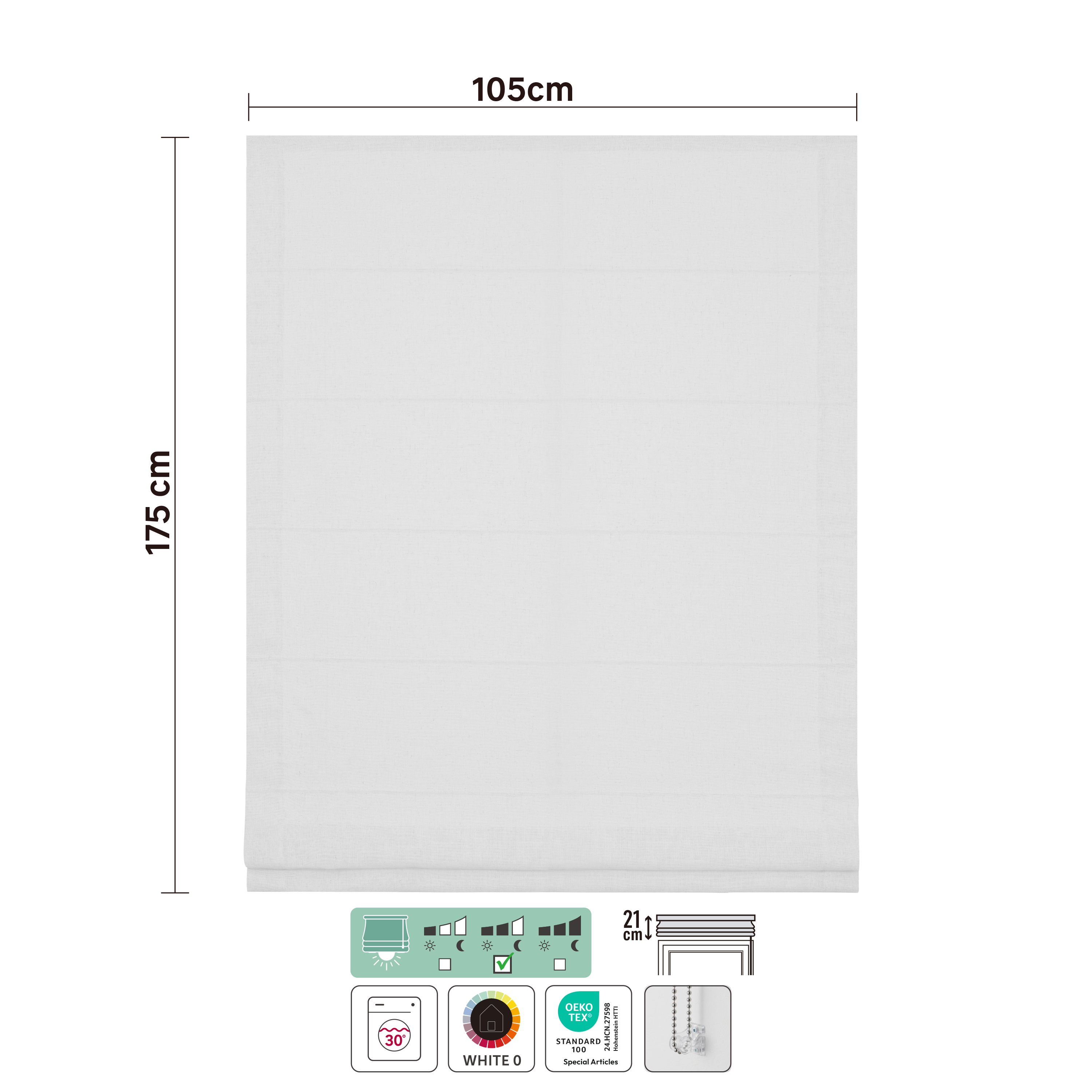 Store bateau Charlina, lin blanc, l.105 x H.175 cm, INSPIRE - 4