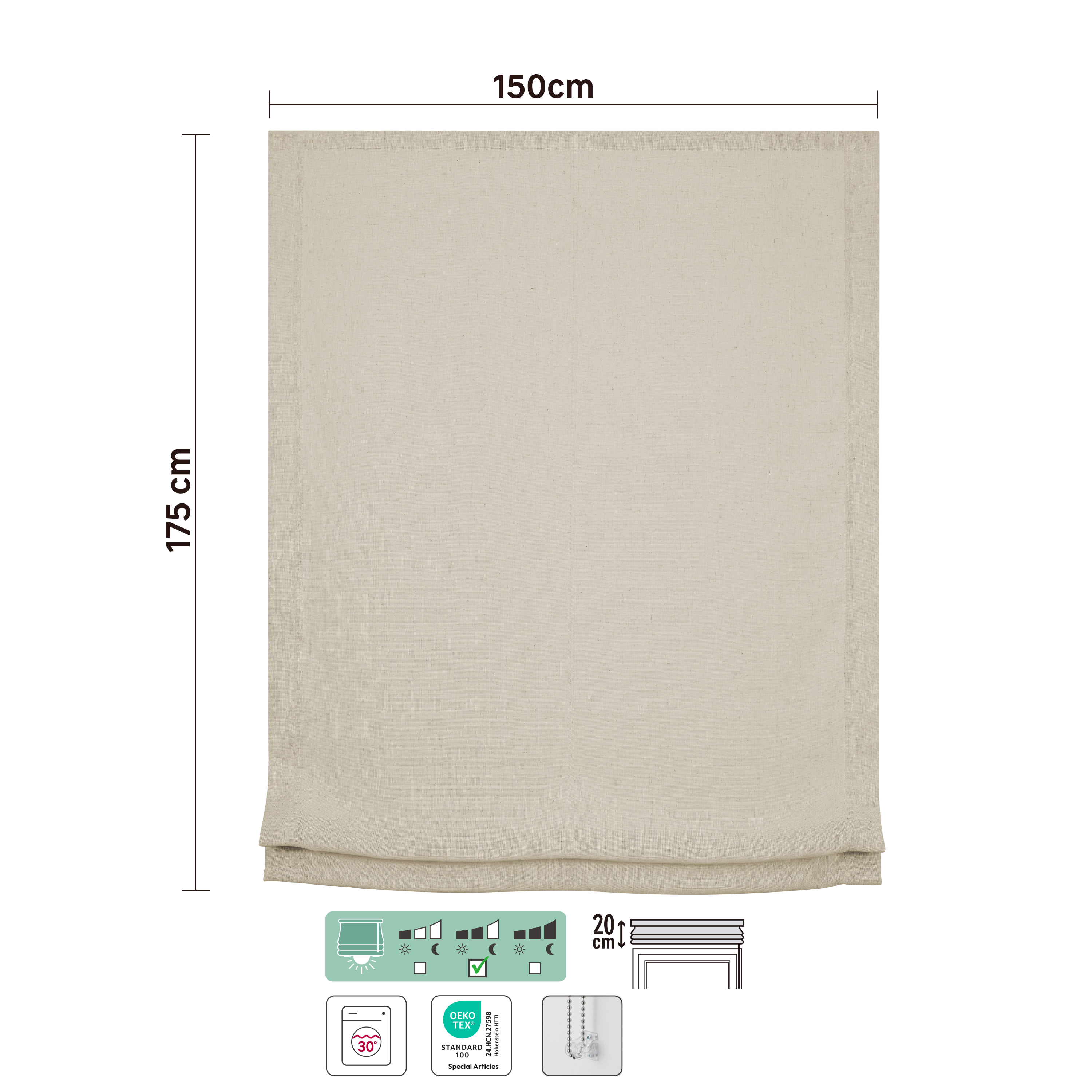 Estore japonês paqueto Charlina 150x175cm natural Inspire - 7