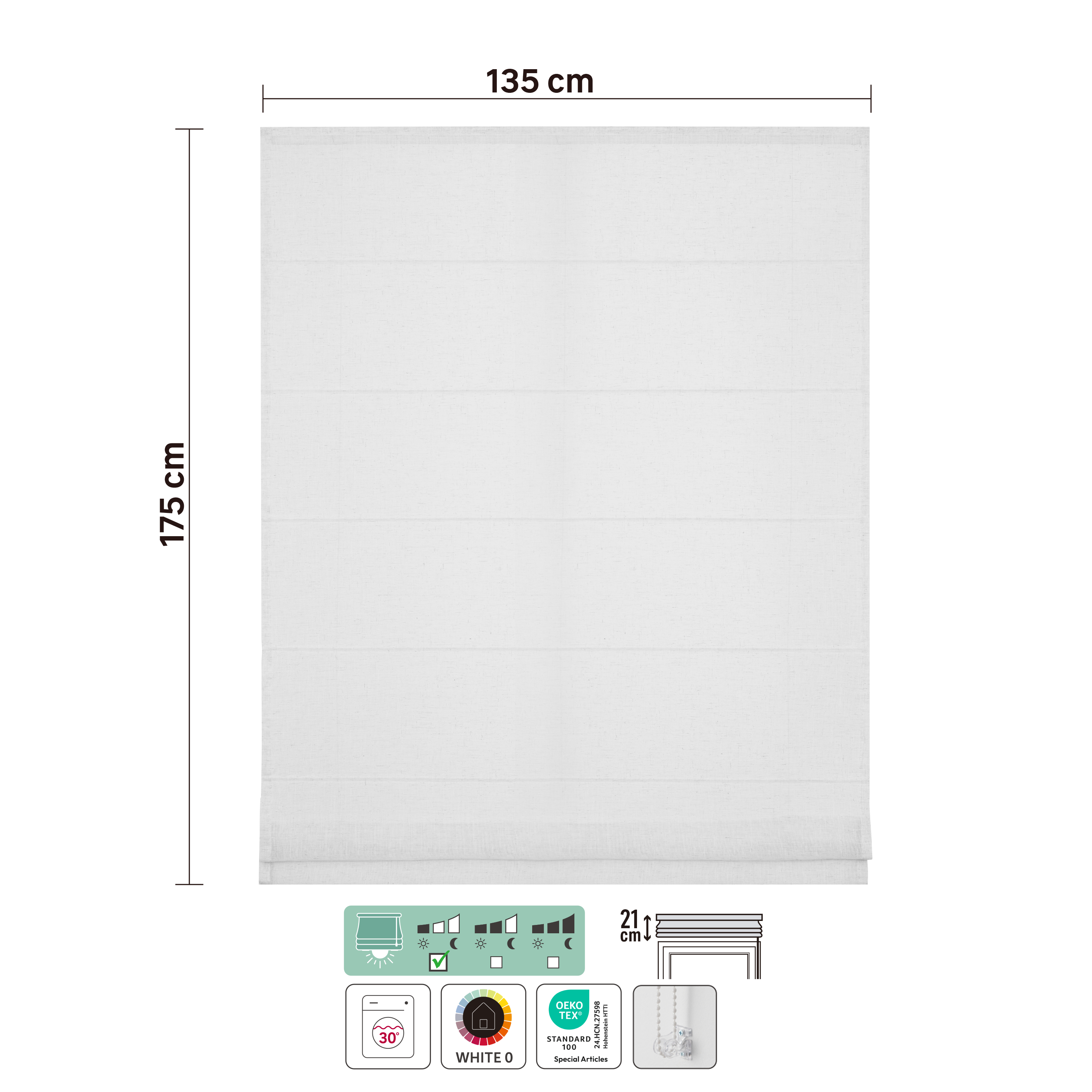 Store bateau Teo, lin blanc, l.135 x H.175 cm, INSPIRE - 4