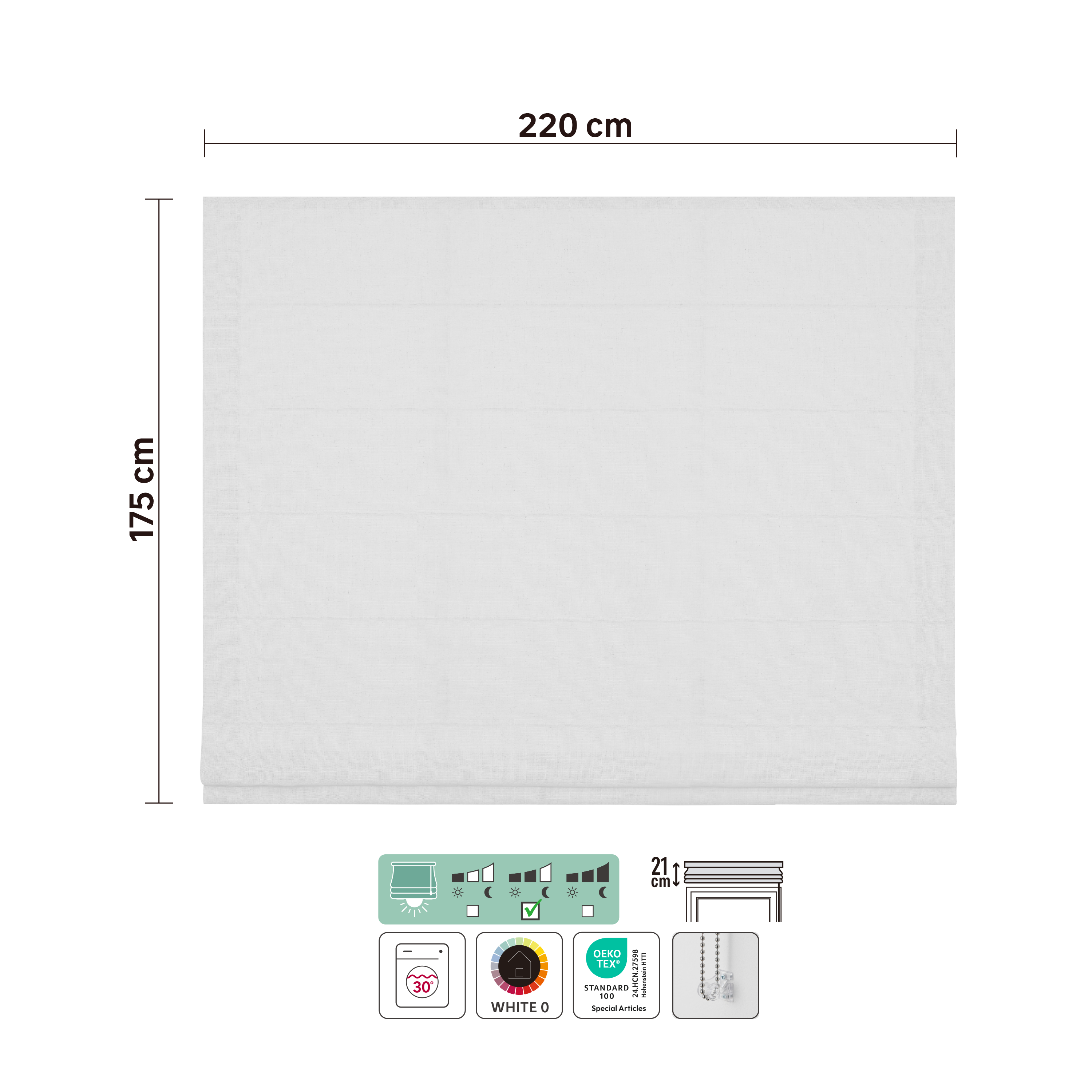 Store bateau Charlina, lin blanc, l.220 x H.175 cm, INSPIRE - 4