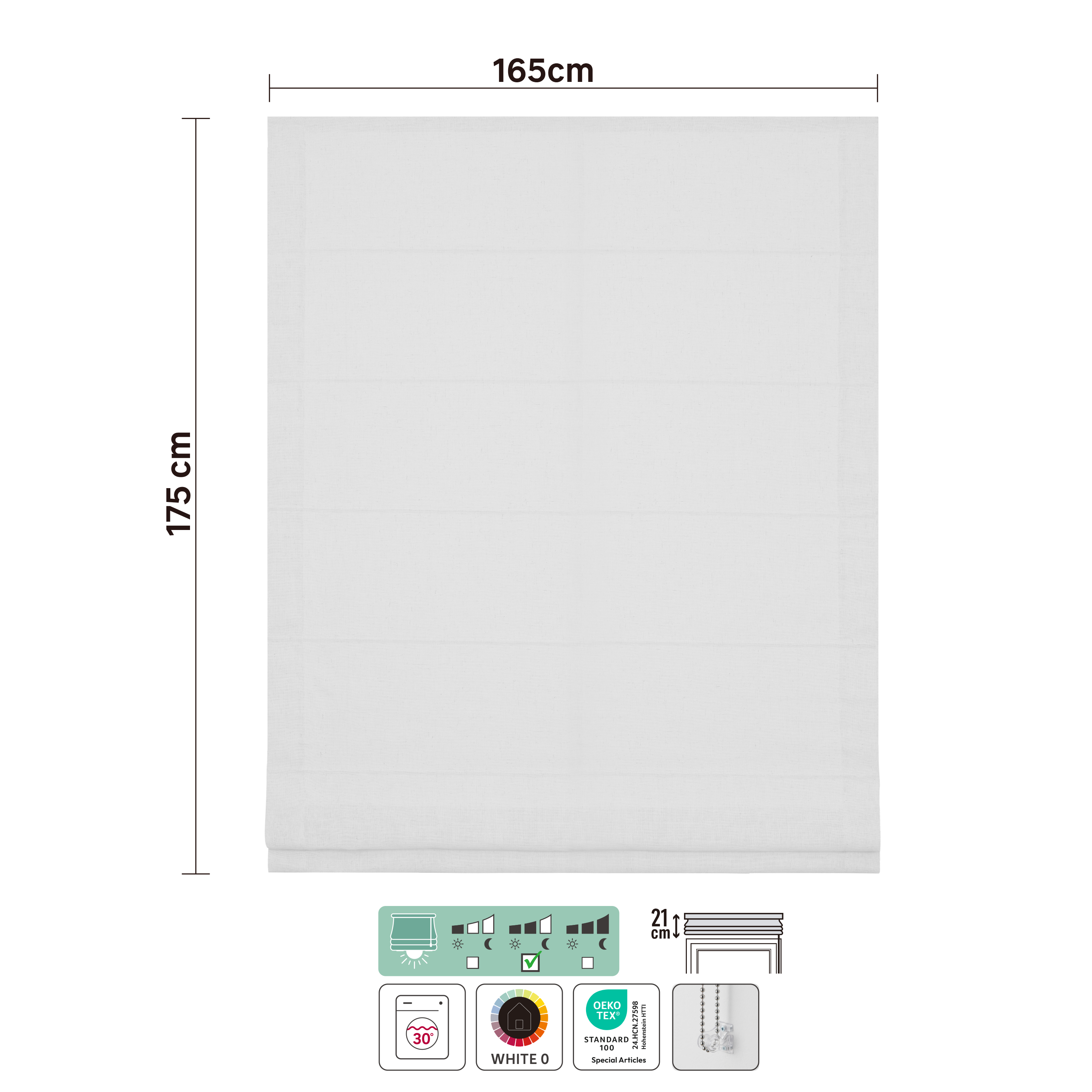 Store bateau Charlina, lin blanc, l.165 x H.175 cm, INSPIRE - 4