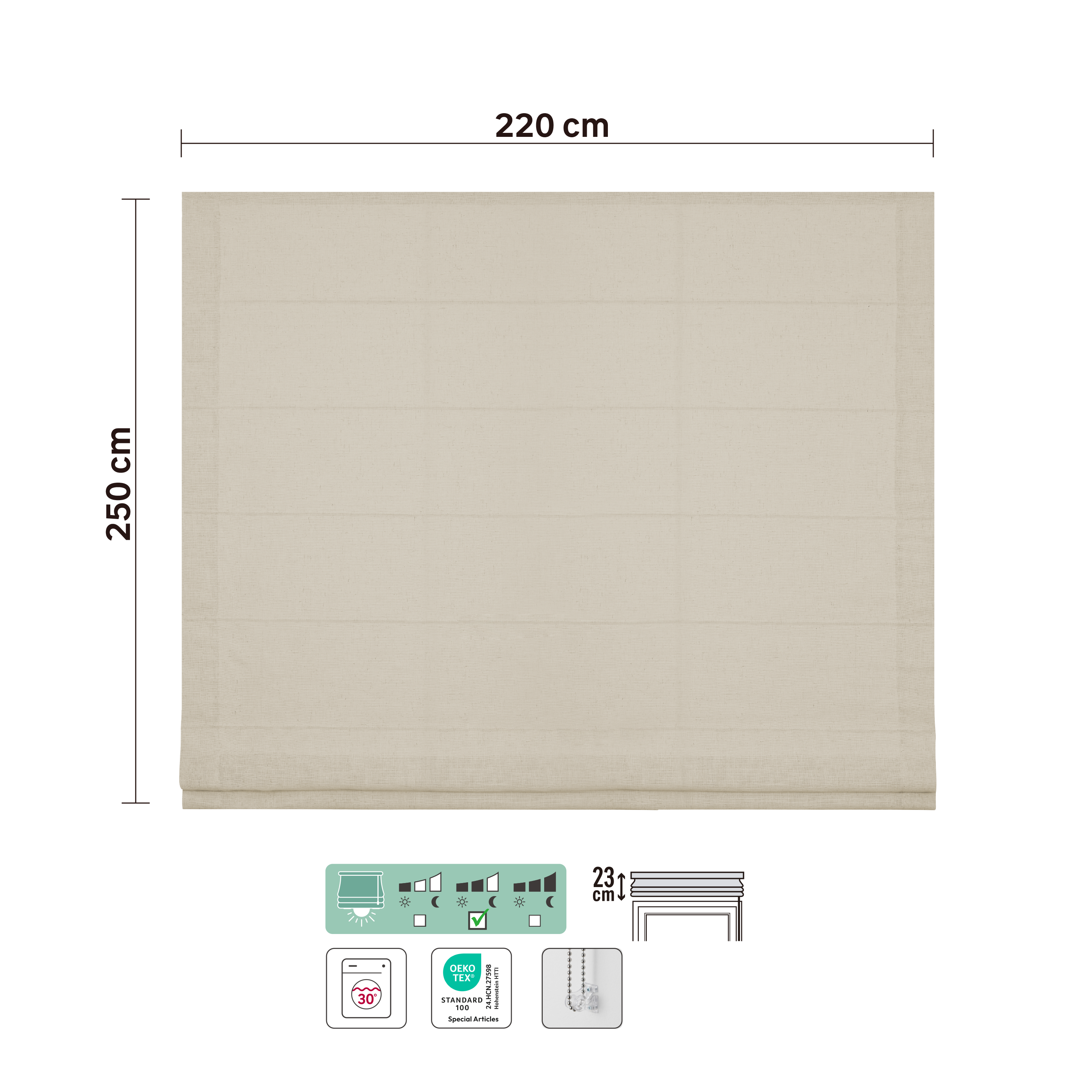 Store bateau Charlina, lin beige, l.220 x H.250 cm, INSPIRE - 4