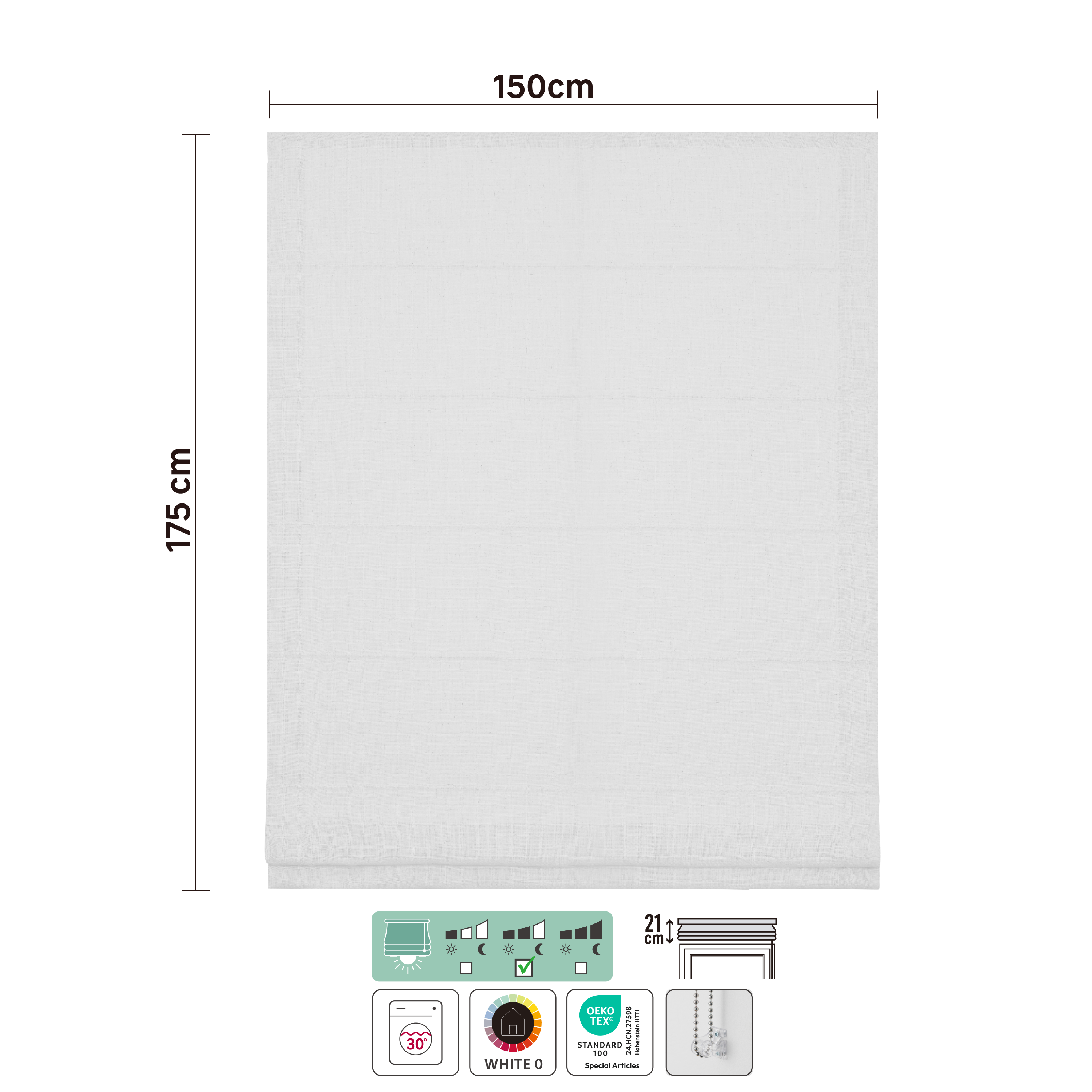 Store bateau Charlina, lin blanc, l.150 x H.175 cm, INSPIRE - 4