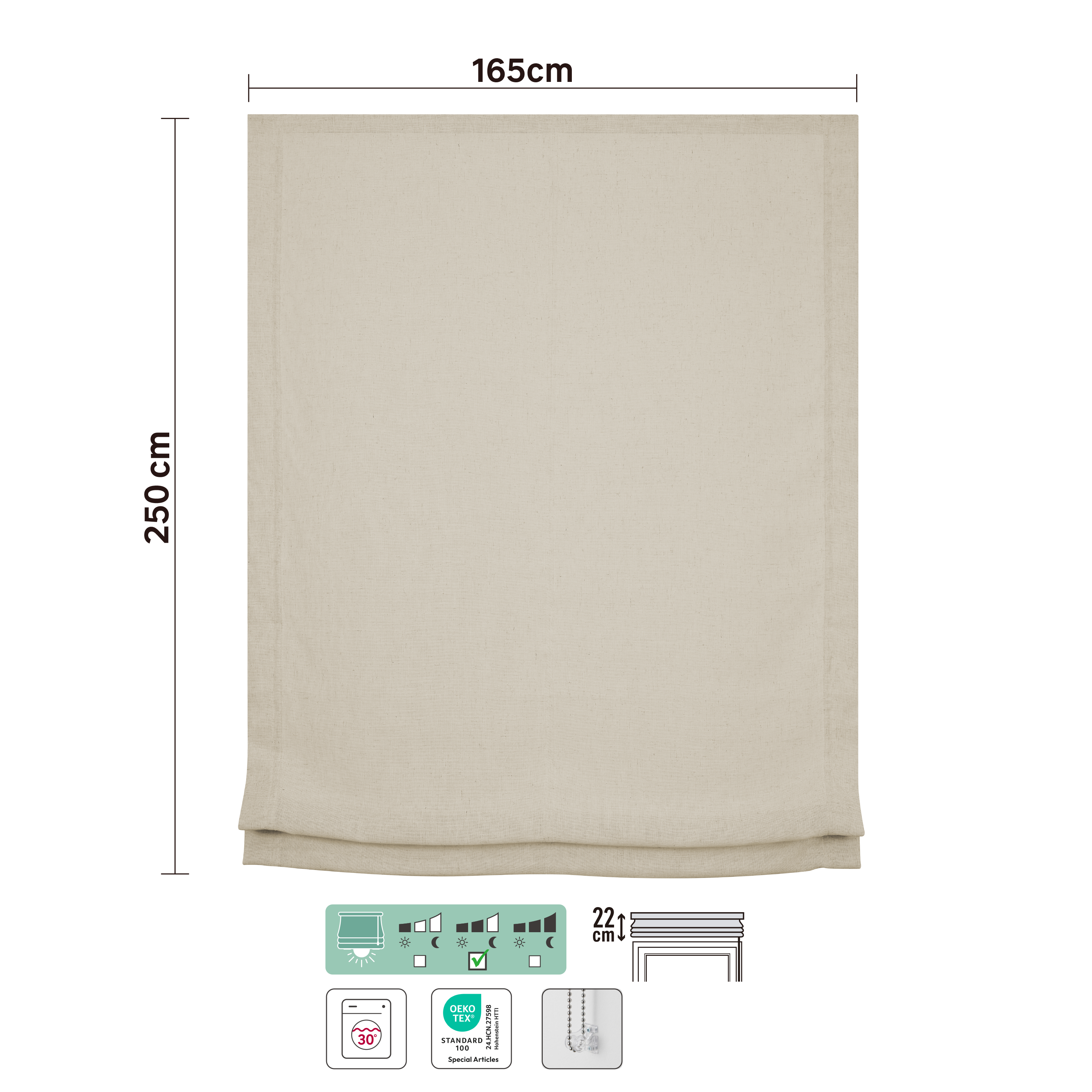 Estore japonês paqueto Charlina 165x250cm natural Inspire - 7