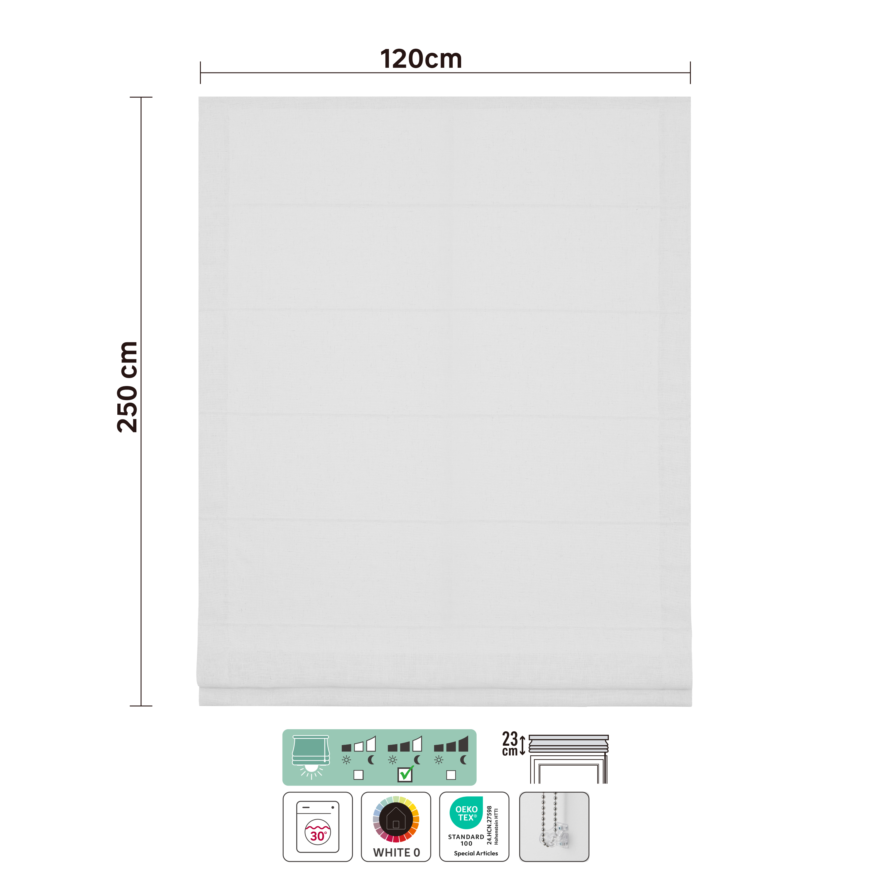 Store bateau Charlina, lin blanc, l.120 x H.250 cm, INSPIRE - 4