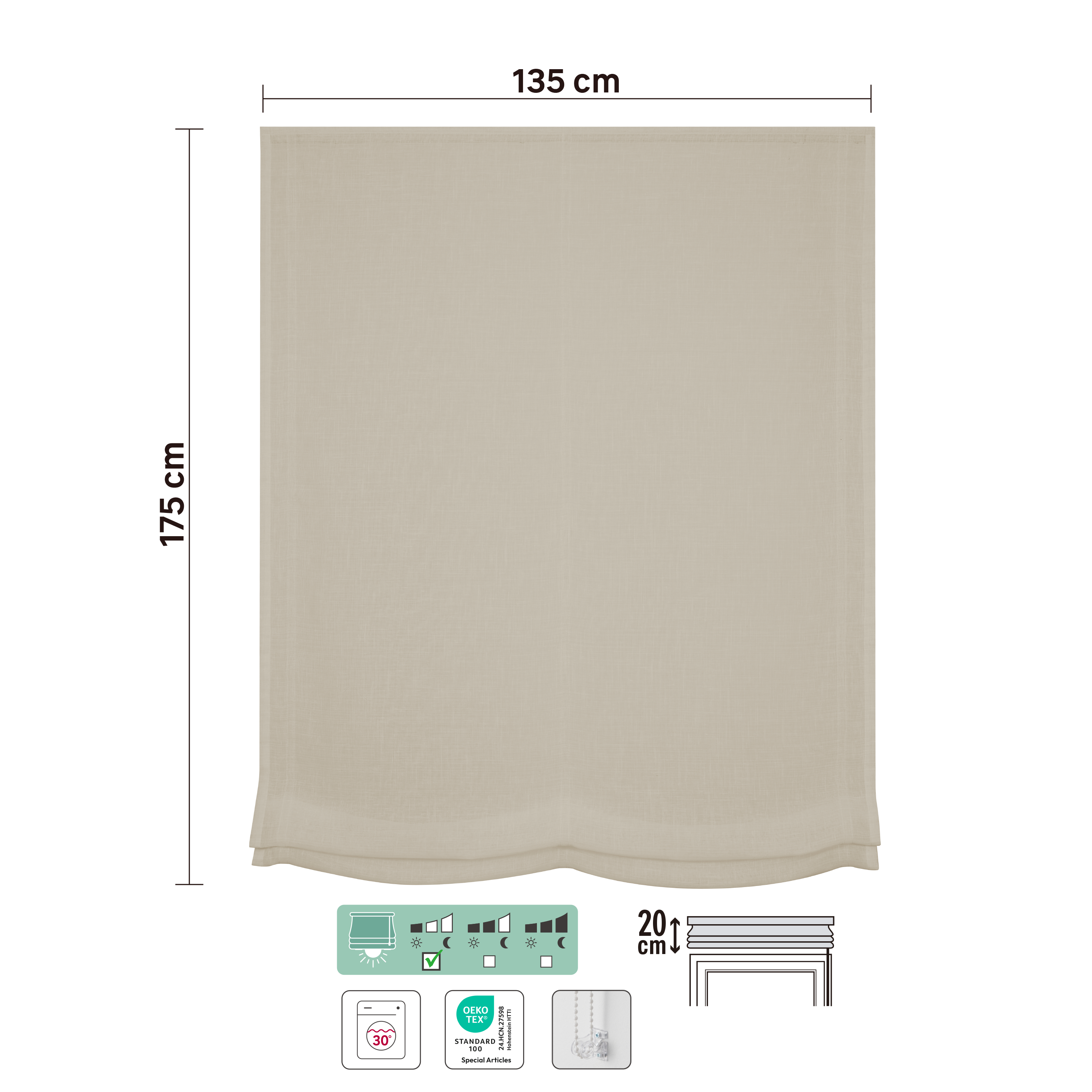 Estore japonês paqueto Teo 135x175cm natural Inspire - 8