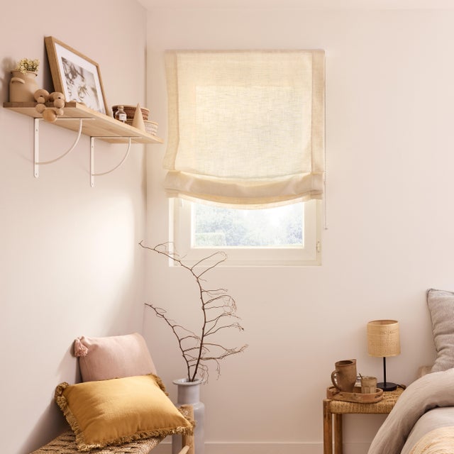 Estor plegable paquetto semi-transparente Charlina 105x175 cm poliéster liso beige INSPIRE con cadena
