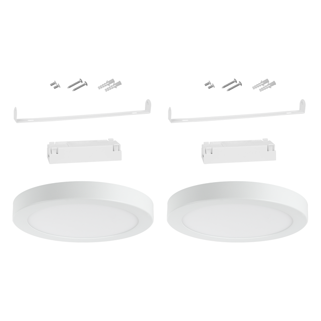 Pack de 2 plafones LED redondos blancos 1850 lm luz fría 6500K ø22 cm IP20