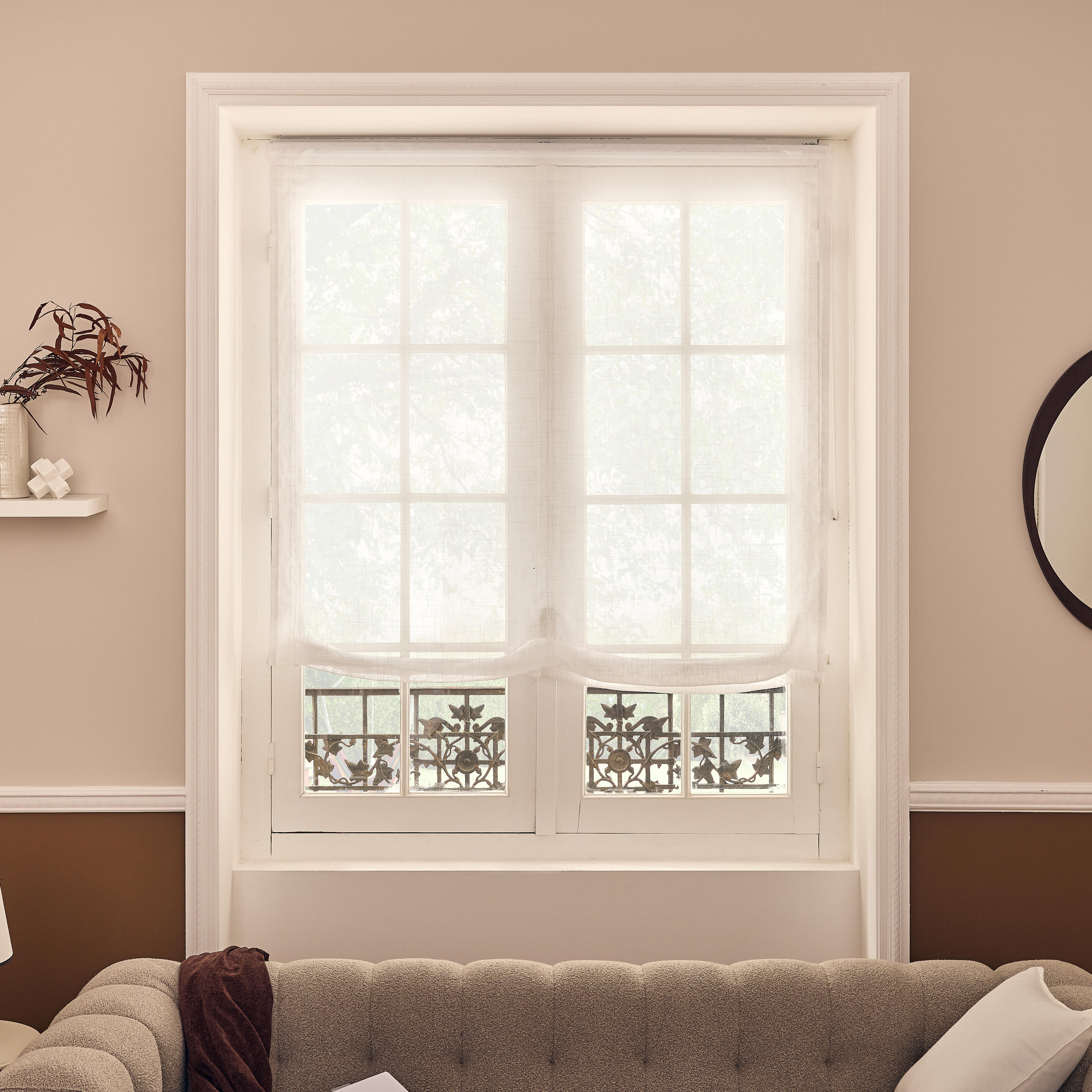 Estor plegable paqueto semi-transparente con cadena teo poliéster liso blanco inspire de 120x175 cm