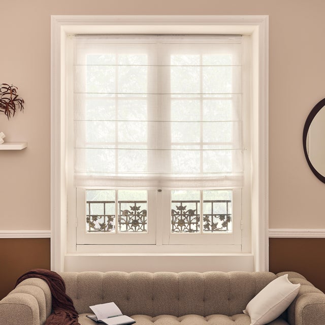 Estor plegable con varillas tránslucido Teo 150x175 cm poliéster liso blanco INSPIRE con cadena