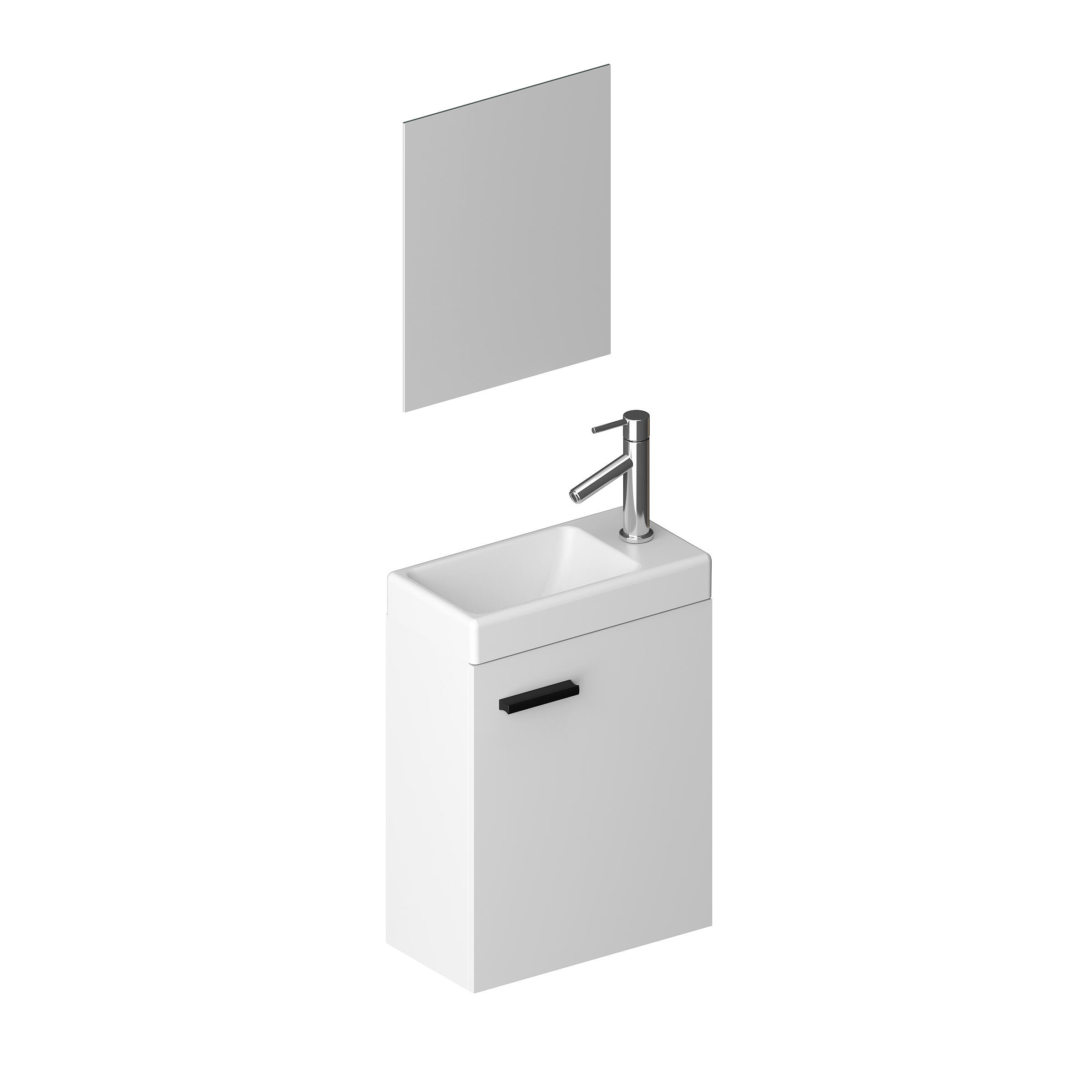 Meuble lave-main Sweet blanc suspendu L41 x H54 x P22 cm– Vasque céramique & miroir orientable - 2