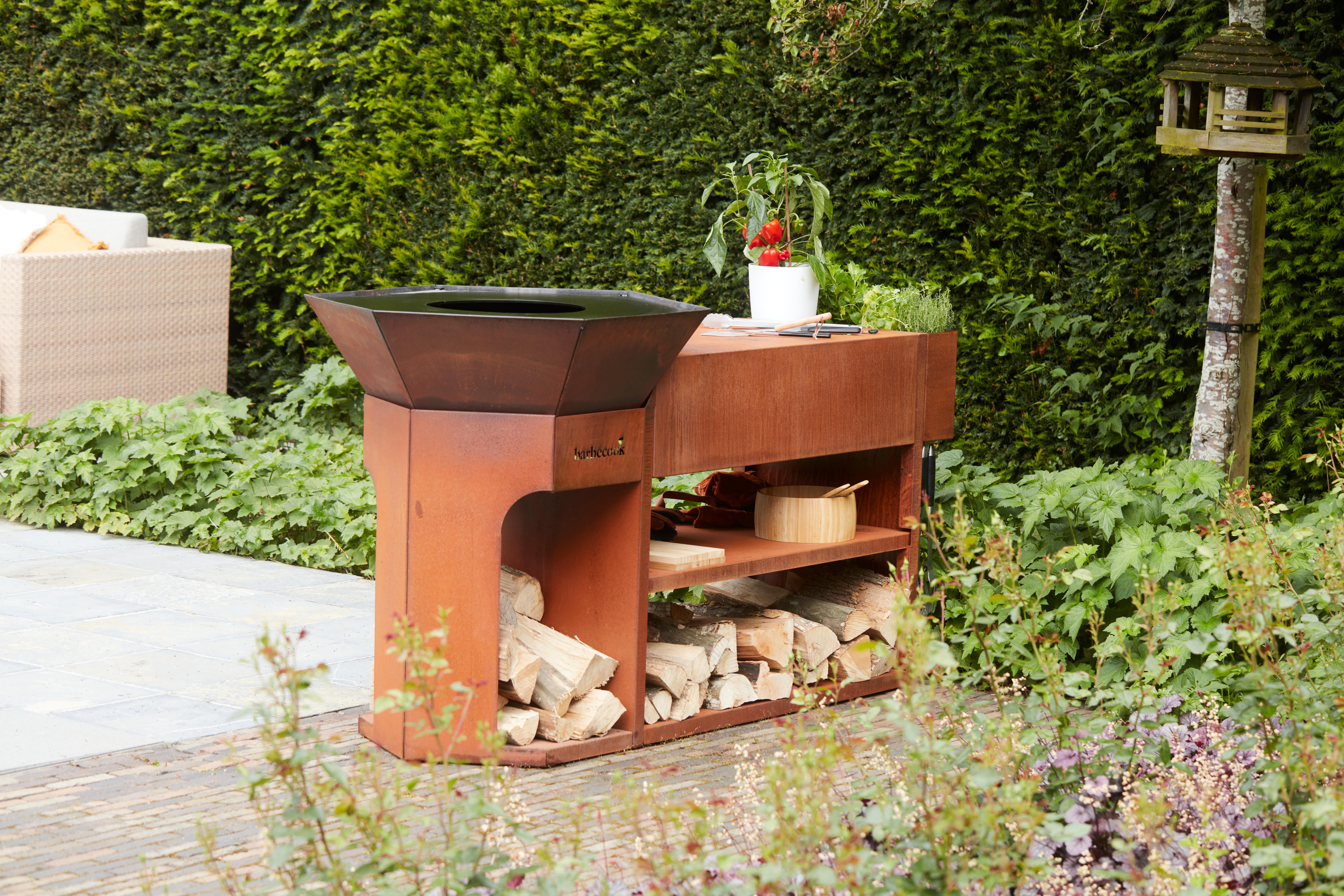 Brasero Nestor + plan de travail island corten BARBECOOK - 2