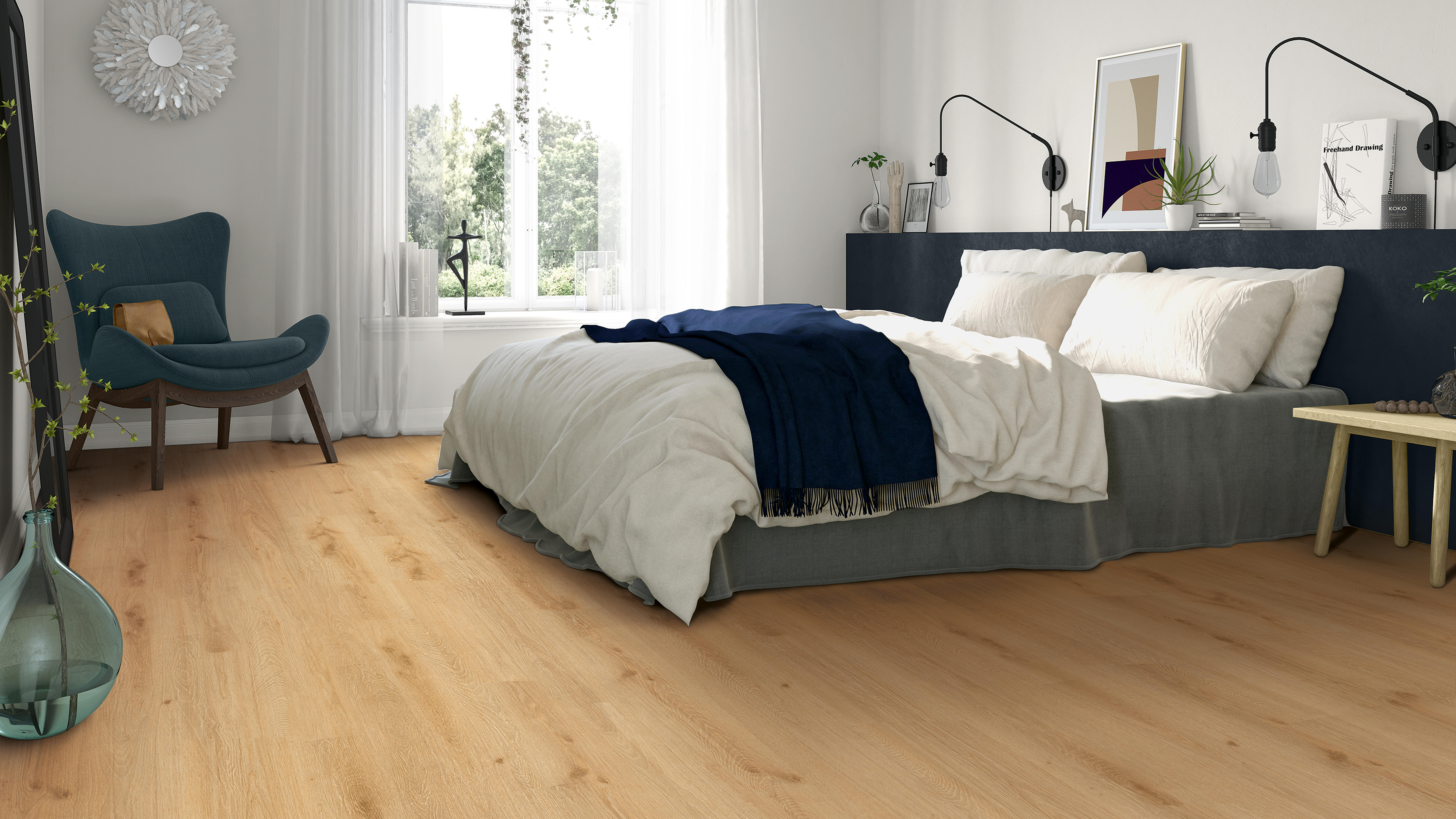 Suelo vinílico spc clic essence rigid 55 efec madera natural light brown nat375