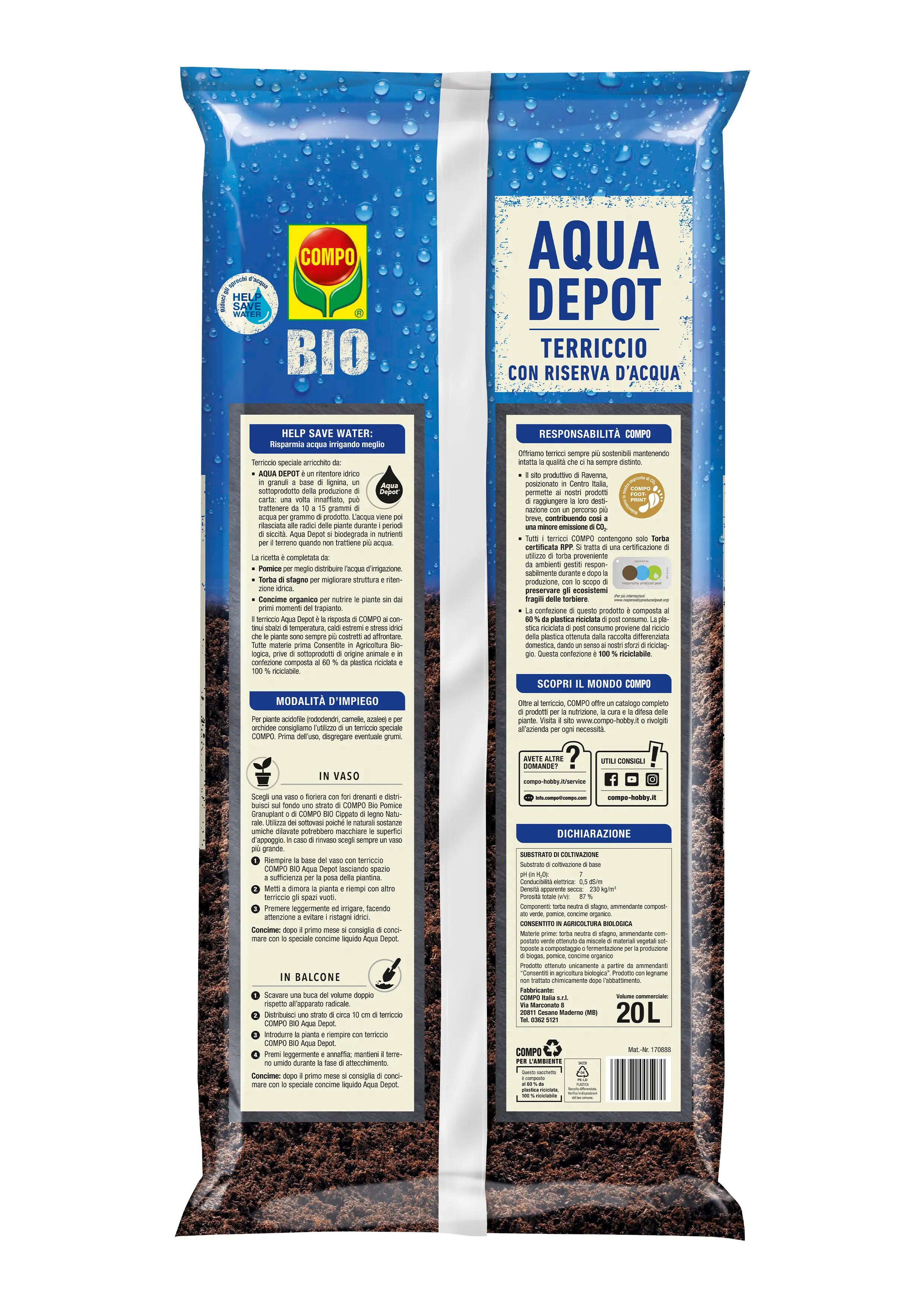 Terriccio COMPO BIO Aquadepot universale 20L - 2