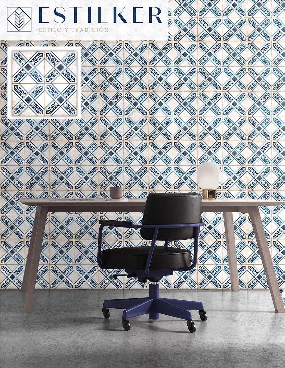 Azulejo/suelo serie tumblr 30x30 efecto hidráulico azul y blanco 30x30 cm c2