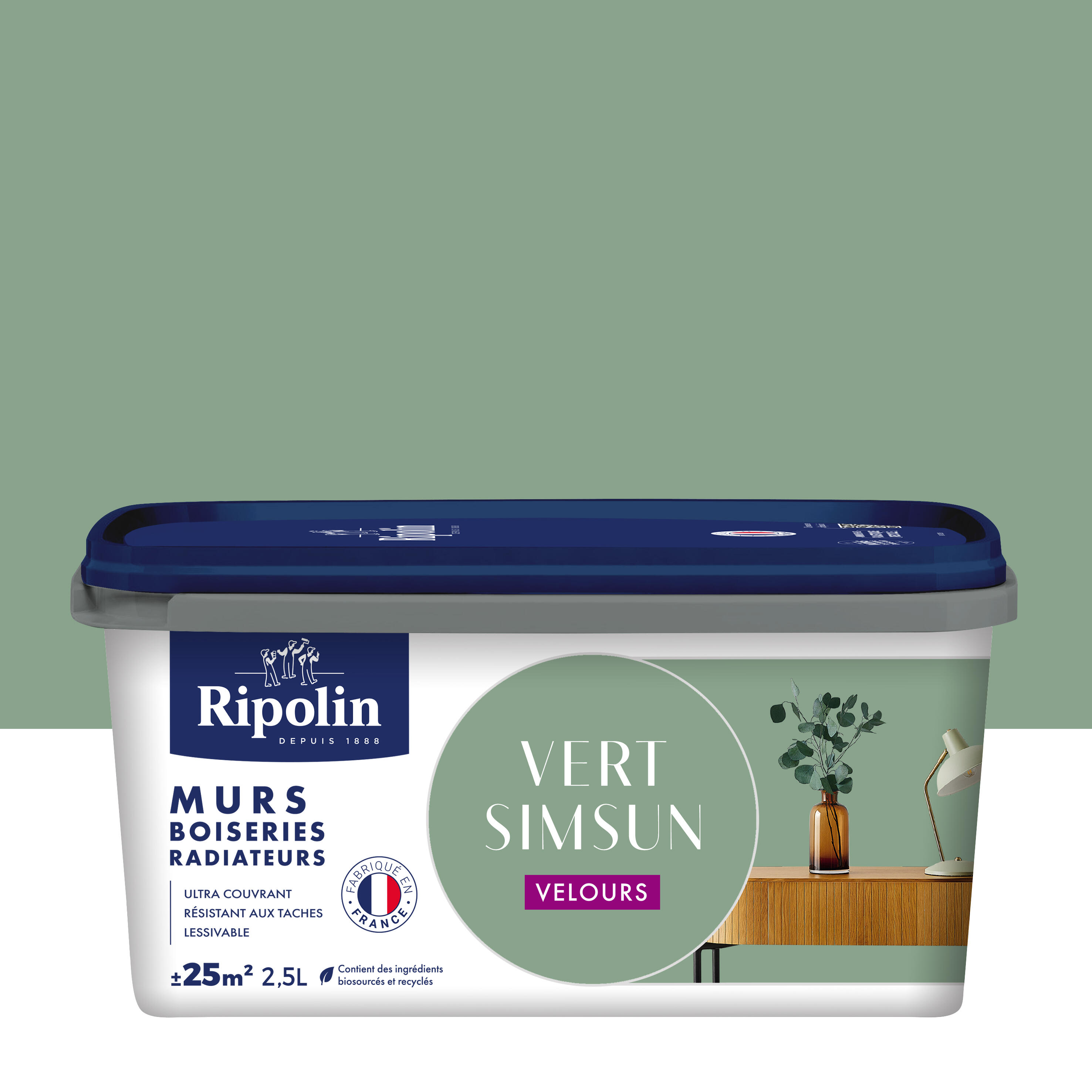 Peinture mur vert simsun velours RIPOLIN Intérieur 2.5L | Leroy Merlin