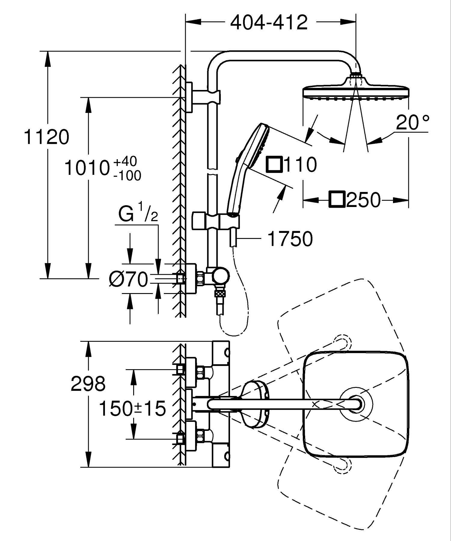 Columna de ducha  GROHE Vitalio Comfort Clova 250  cromado - 6