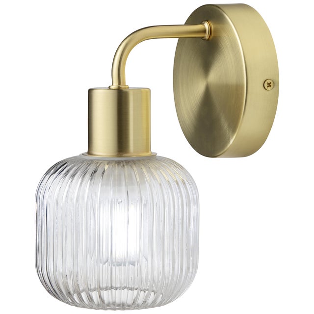 Applique Dipsy glamour ottone paralume trasparente IP44 E14 INSPIRE