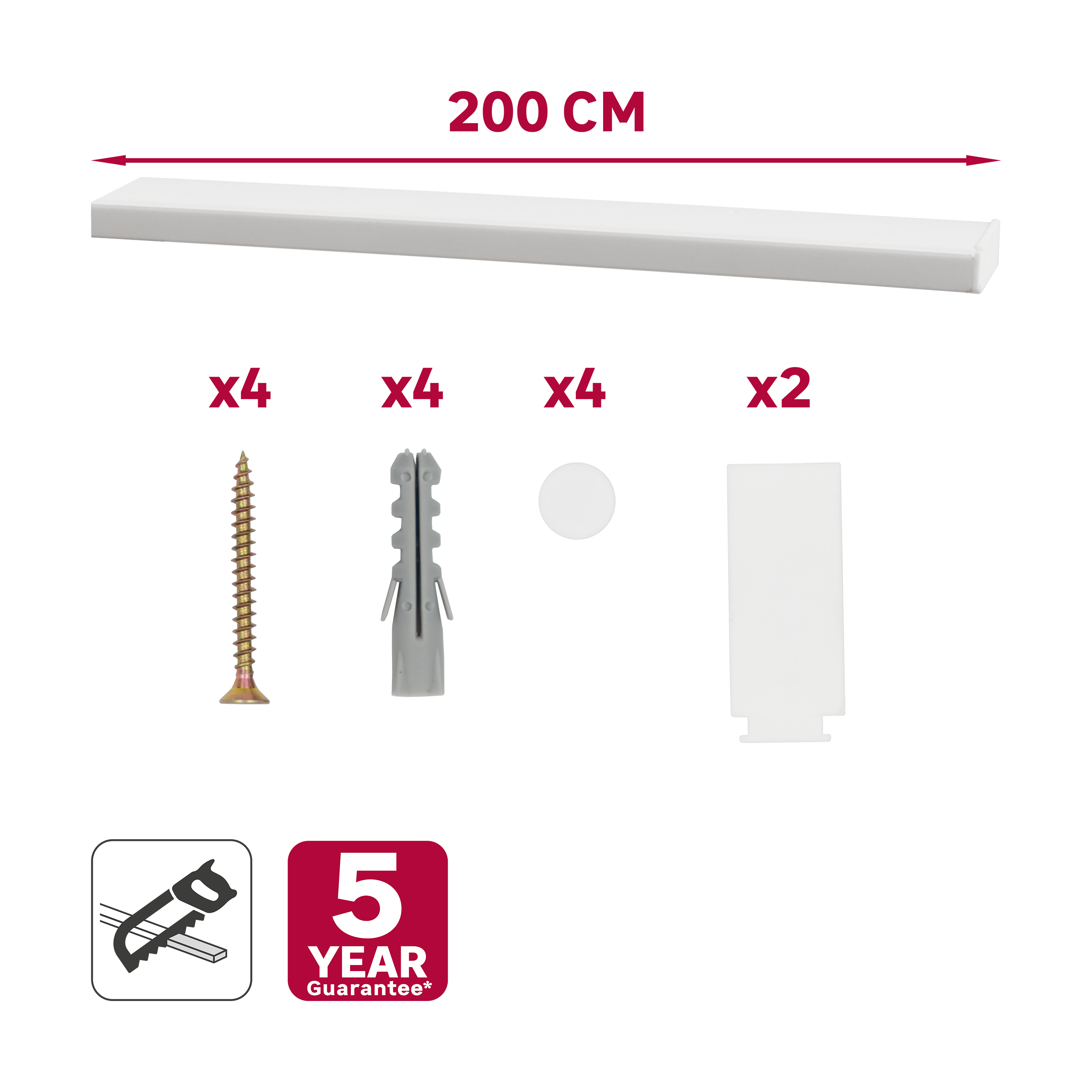 Pojedyncza szyna sufitowa PVC Yaros 200 cm Inspire - 8