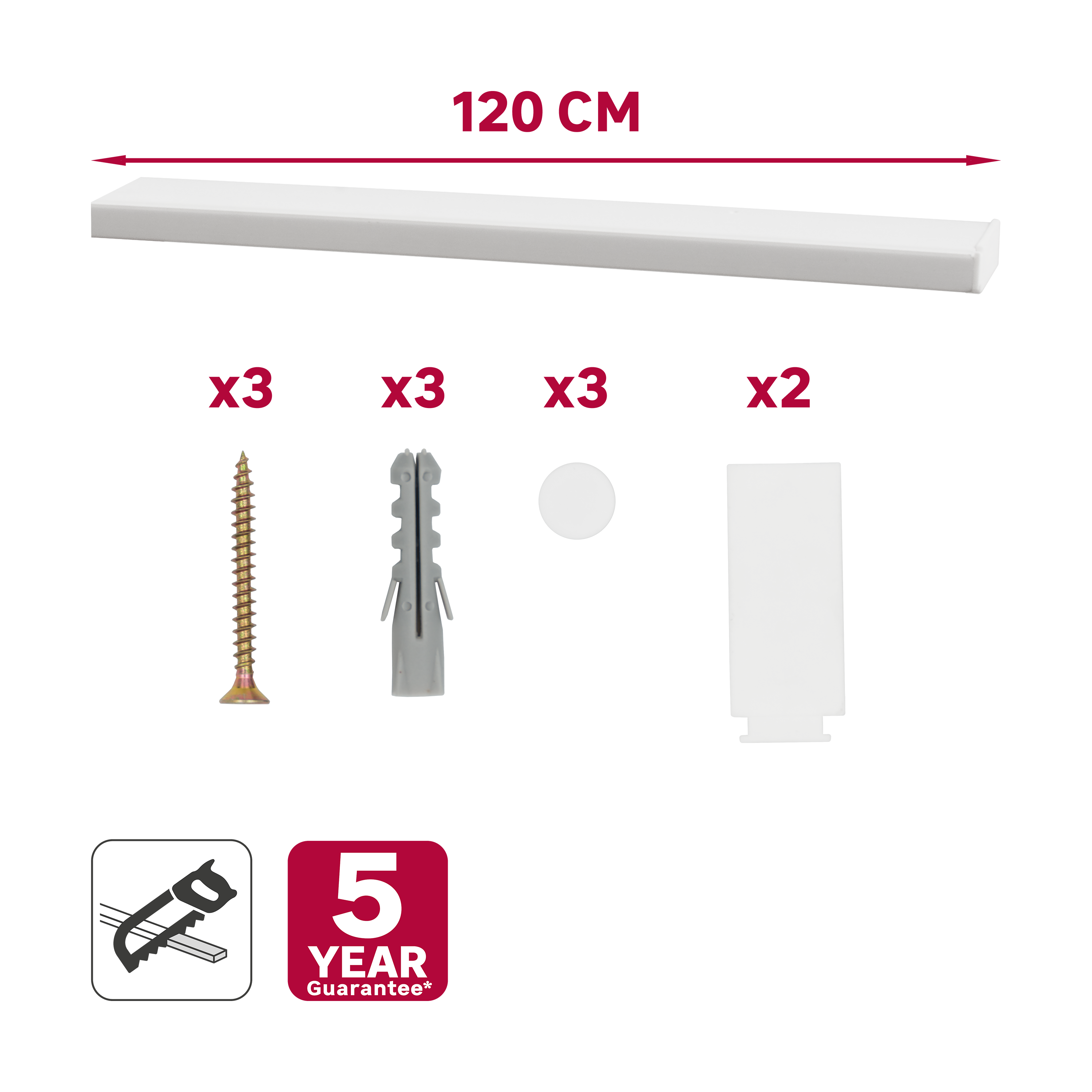 Pojedyncza szyna sufitowa PVC Yaros 120 cm Inspire - 8