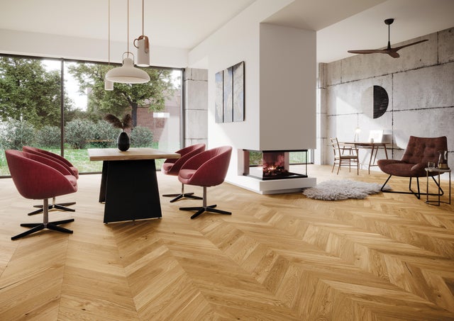 Parquet multistrato chevron francese M in miele spazzolato natura 0.61 m²