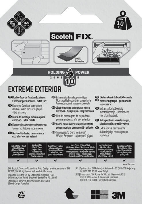 Ruban adhésif double-face Extrême extérieur SCOTCH FIX L.1.5m x 19mm - 6