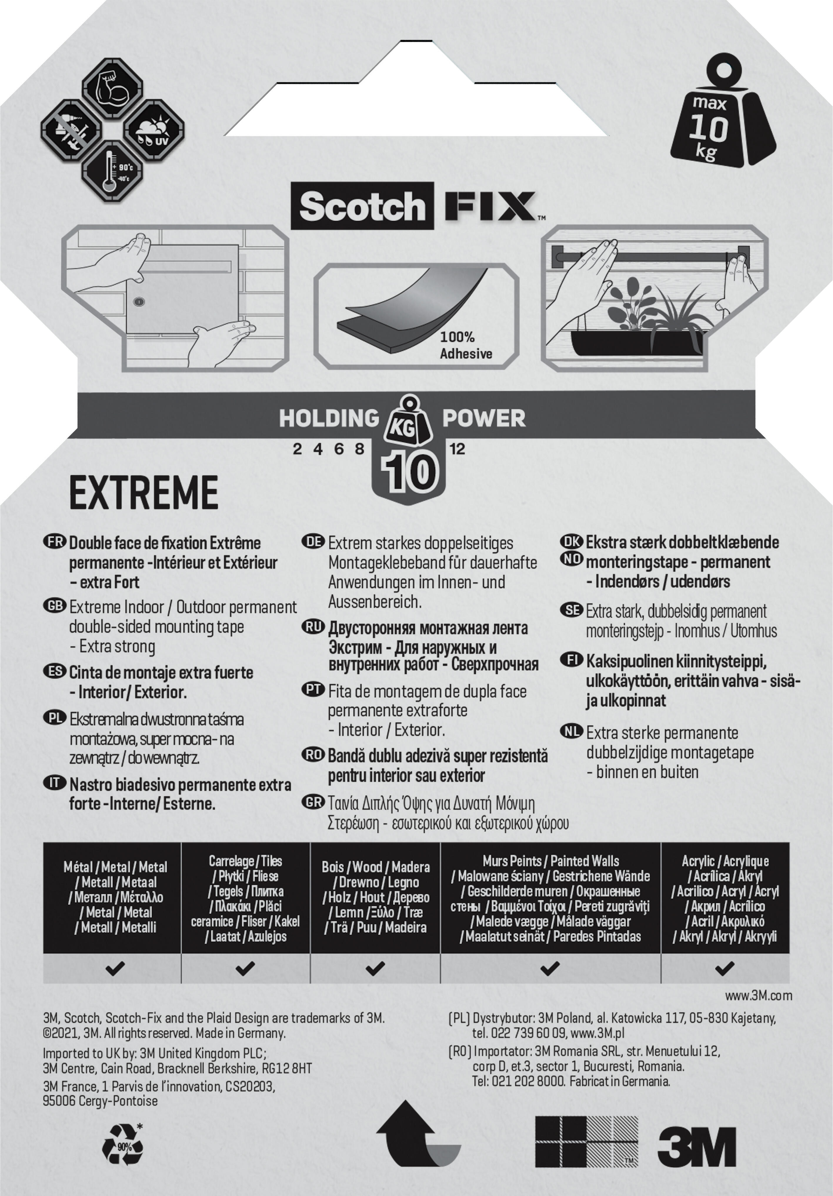 Fita de montagem 19 mm 1,5 m Scotch Extreme - 6