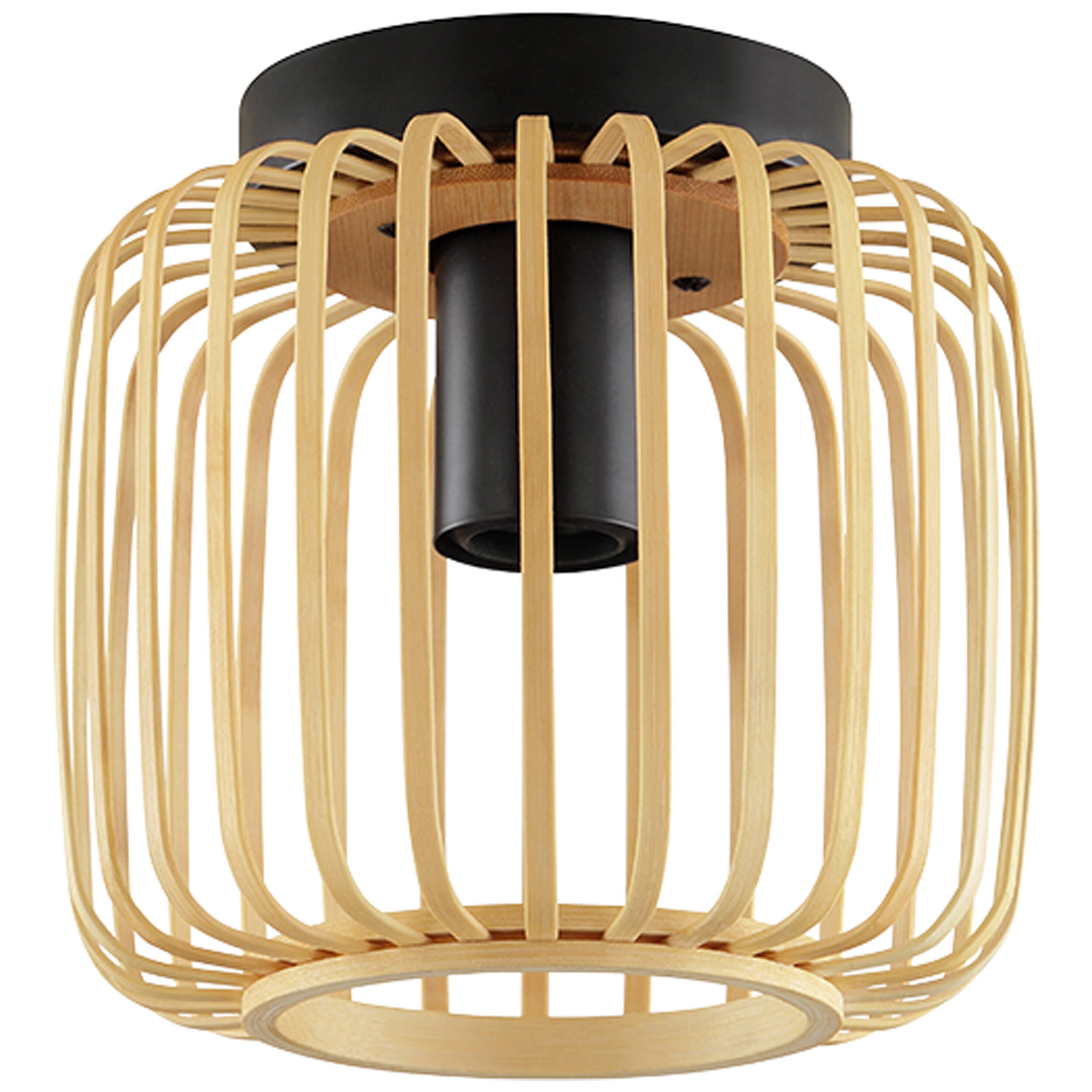 Plafón Pecan INSPIRE E27 negro / bambú 19 cm IP44 - 2