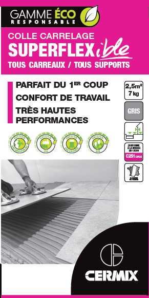 Mortier colle carrelage, poudre, superflexible CERMIX gris 15 kg - 4