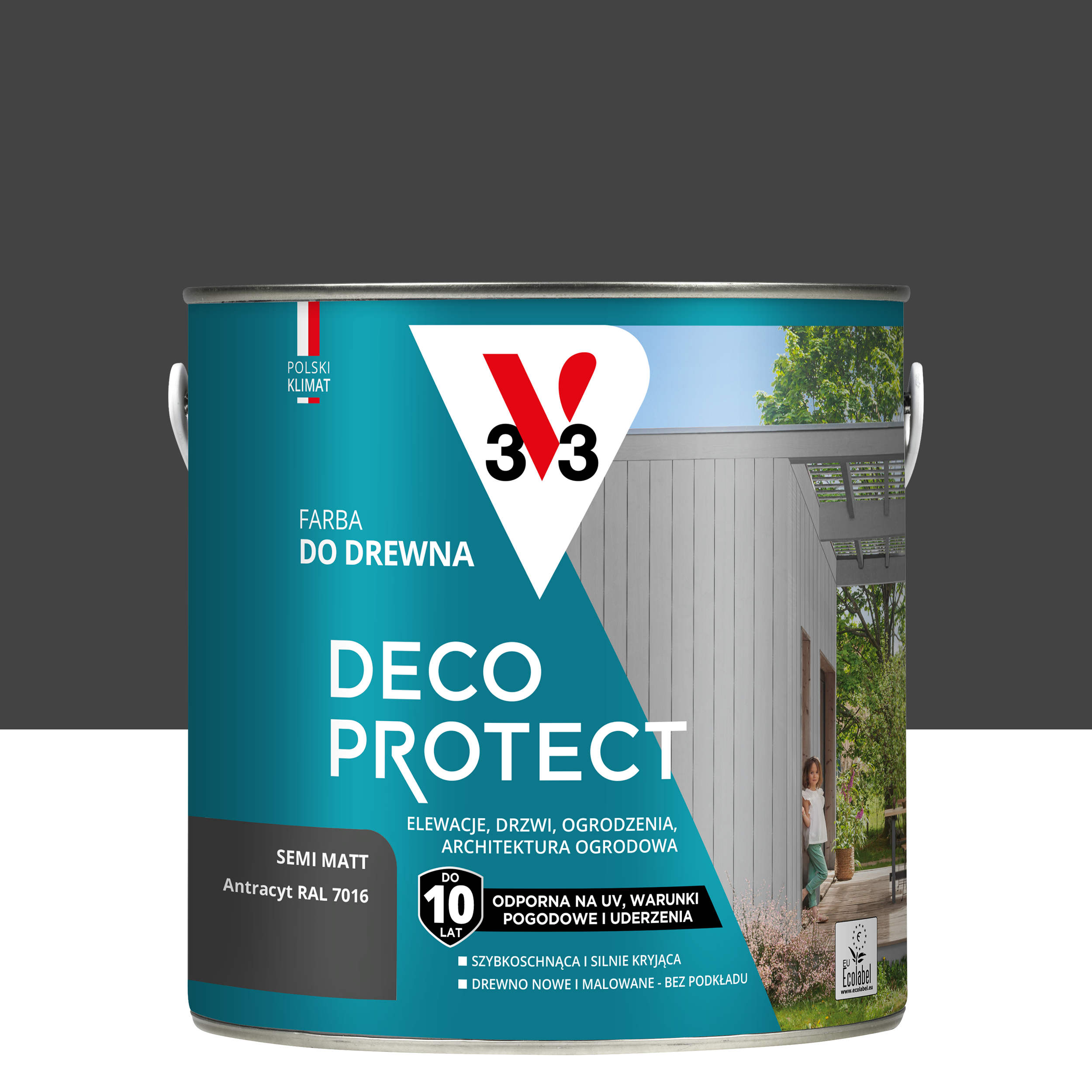 Farba do drewna Deco Protect Antracyt RAL 7016 2 l V33